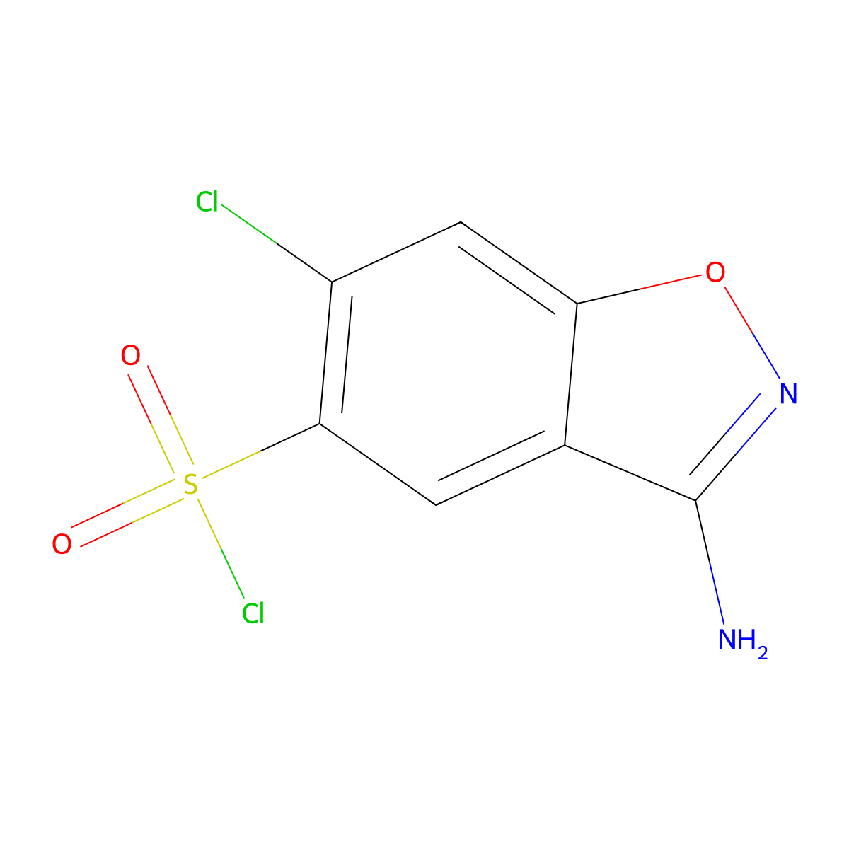3-Amino-6-chloro-1,2-benzoxazole-5-sulfonyl chloride molecular structure, CAS 2920155-66-2