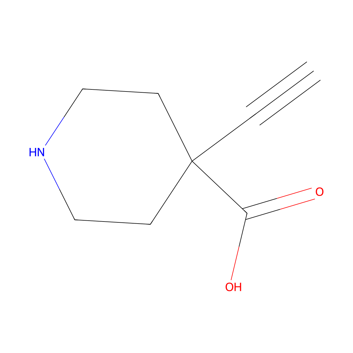 4-Ethynylpiperidine-4-carboxylic acid molecular structure, CAS 2920155-76-4