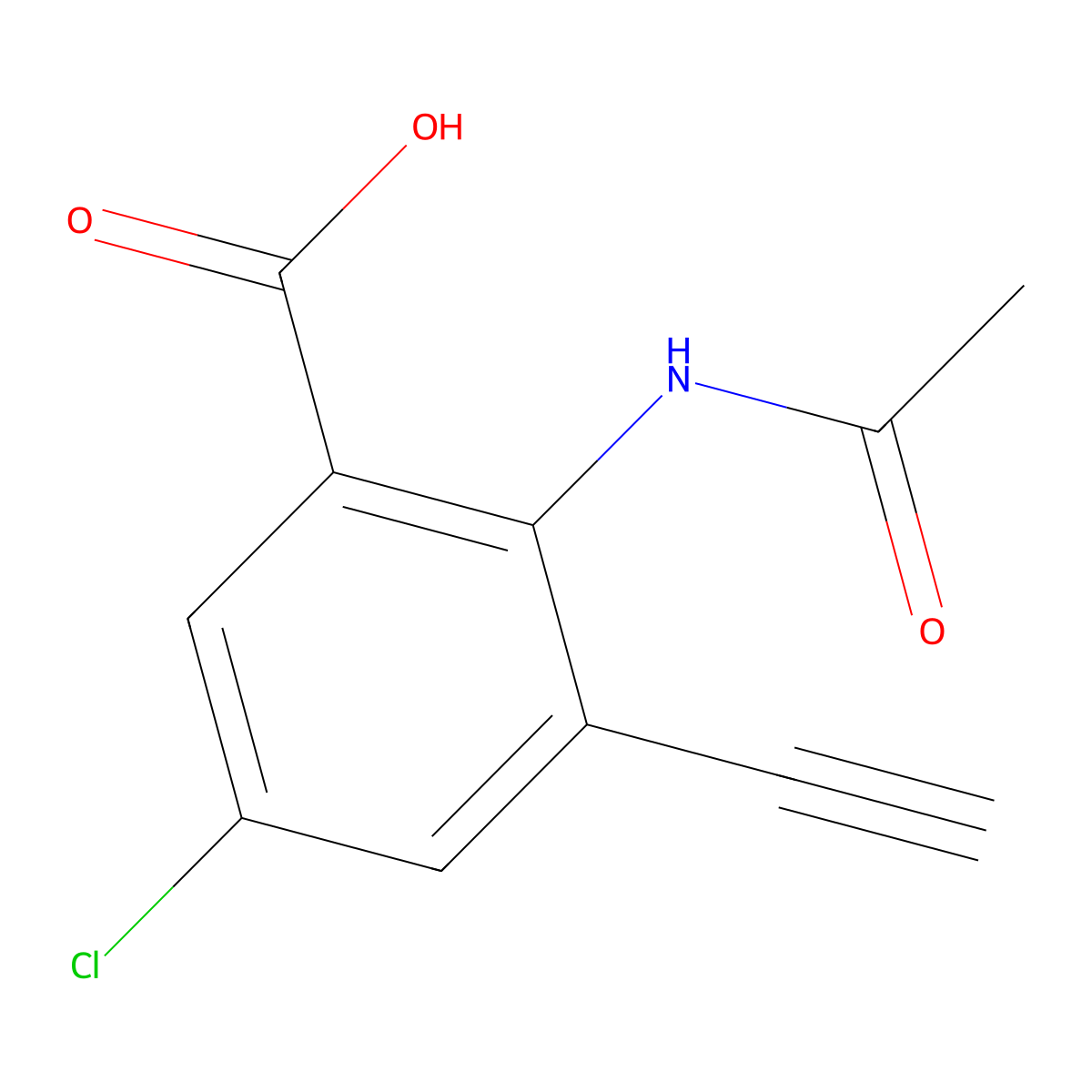 5-Chloro-2-acetamido-3-ethynylbenzoic acid molecular structure, CAS 2920155-84-4