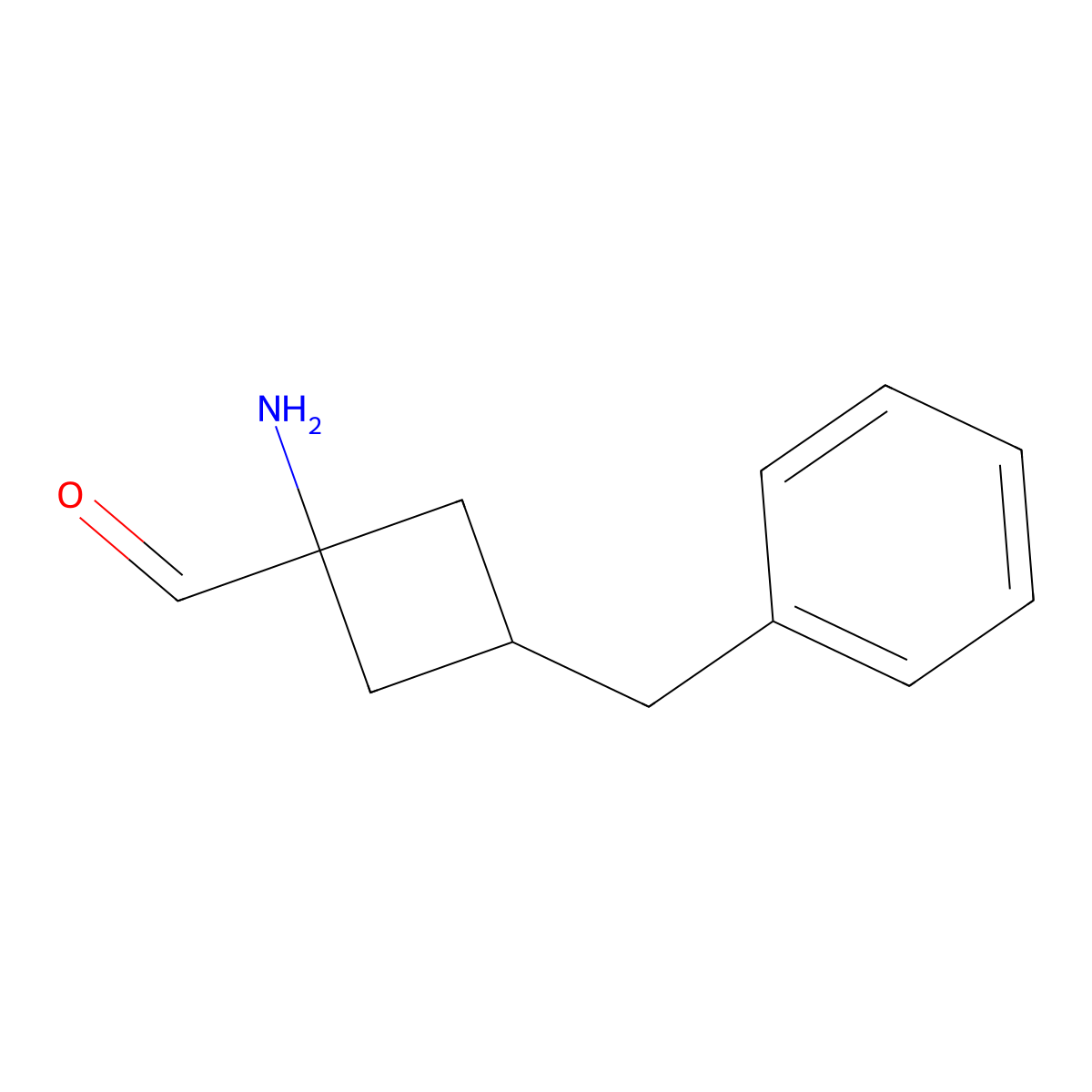 1-Amino-3-benzylcyclobutane-1-carbaldehyde molecular structure, CAS 2920155-94-6