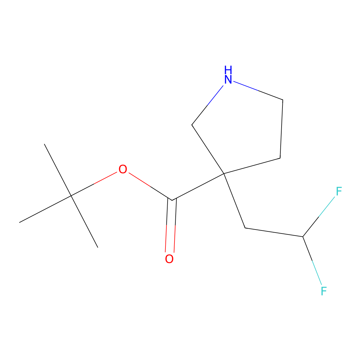 Tert-butyl 3-(2,2-difluoroethyl)pyrrolidine-3-carboxylate molecular structure, CAS 2920156-02-9