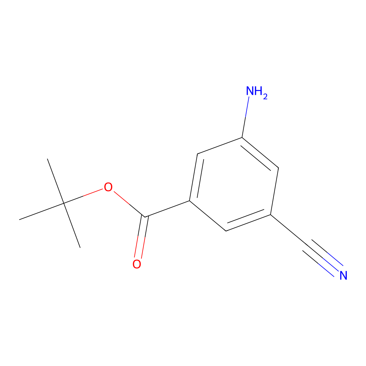 Tert-butyl 3-amino-5-cyanobenzoate molecular structure, CAS 2920156-17-6
