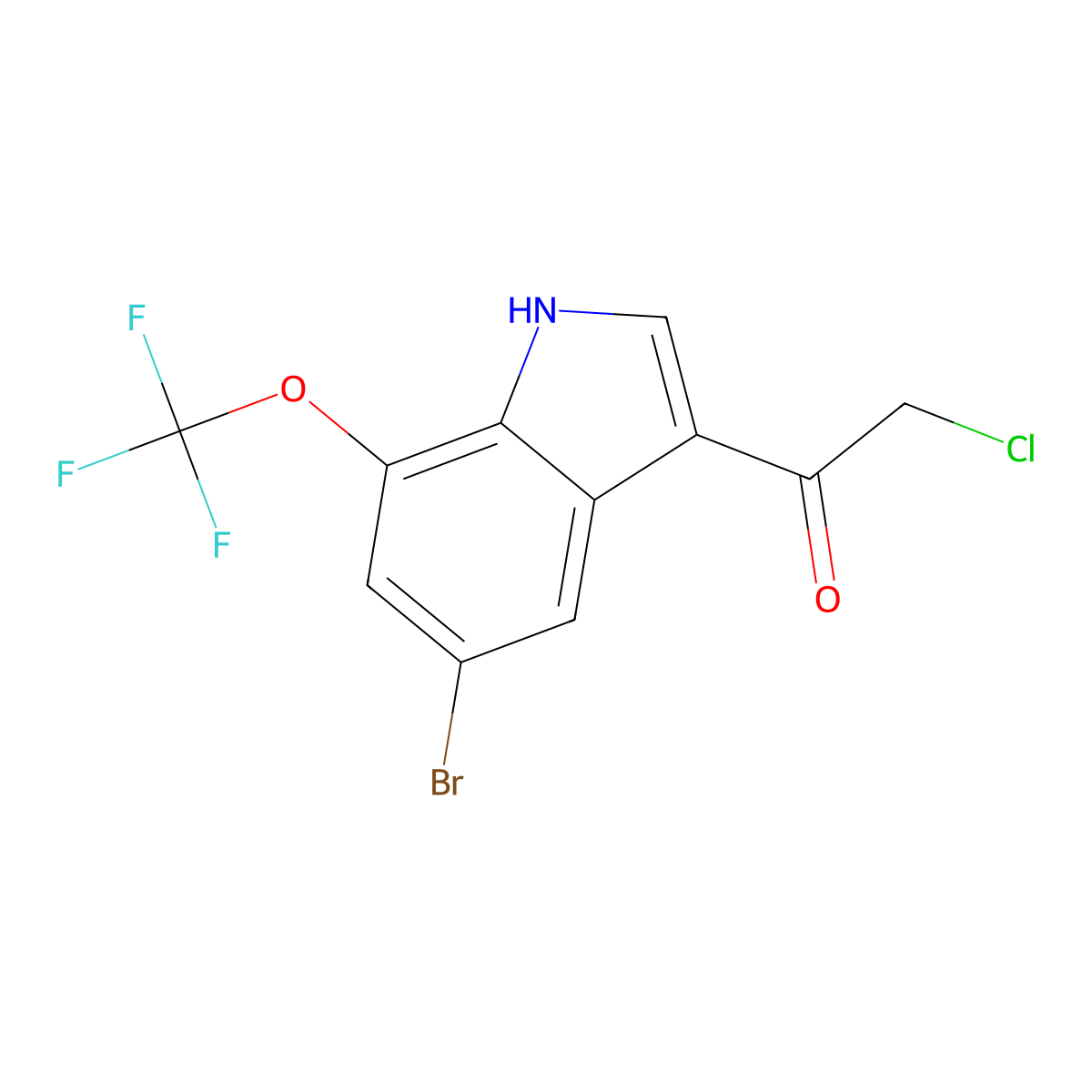 1-[5-bromo-7-(trifluoromethoxy)-1H-indol-3-yl]-2-chloroethan-1-one molecular structure, CAS 2920156-93-8