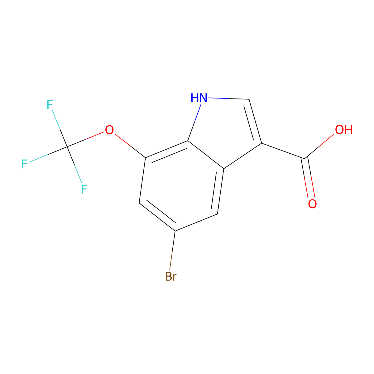 5-bromo-7-(trifluoromethoxy)-1H-indole-3-carboxylic acid molecular structure, CAS 2920157-02-2