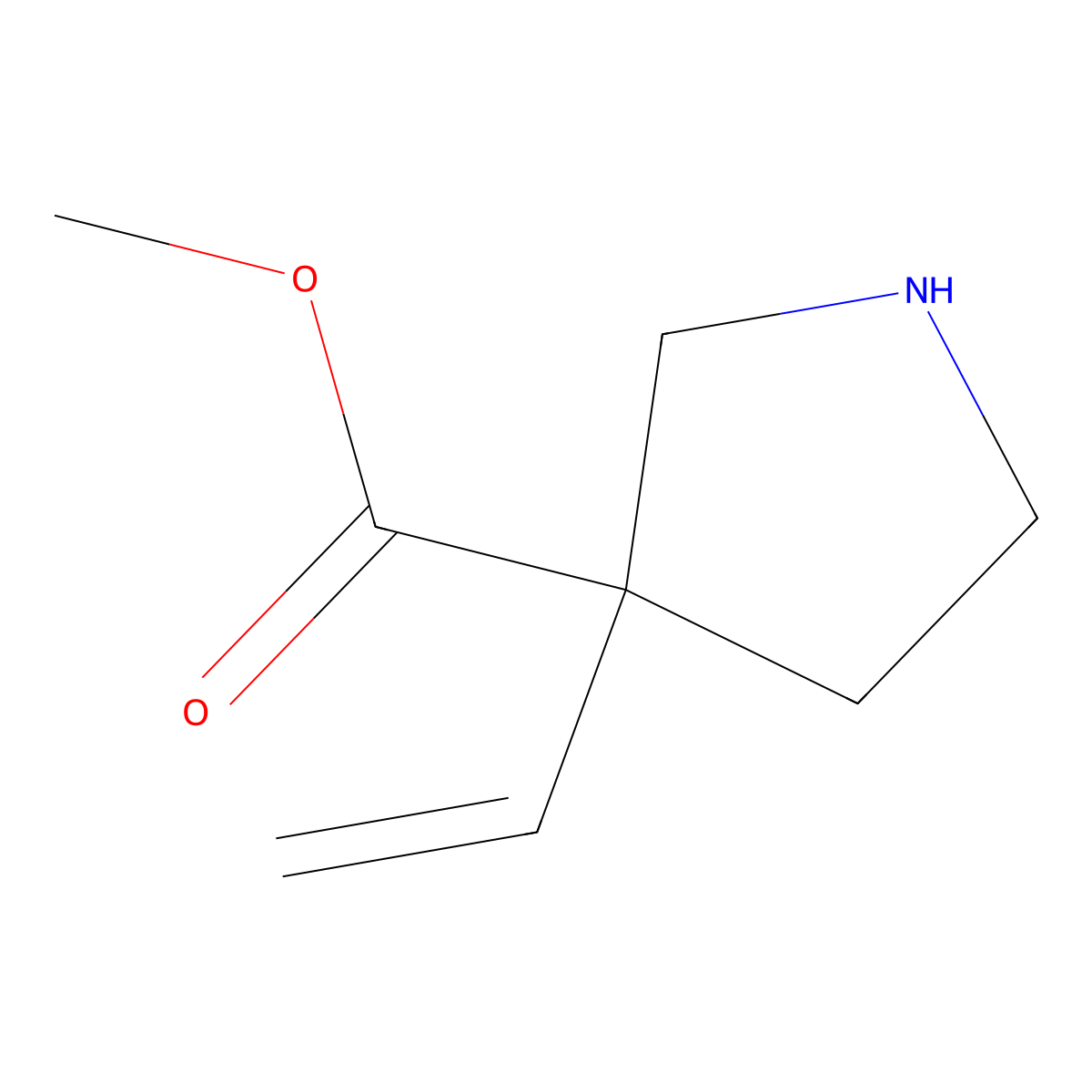 Methyl 3-ethenylpyrrolidine-3-carboxylate molecular structure, CAS 2920157-10-2