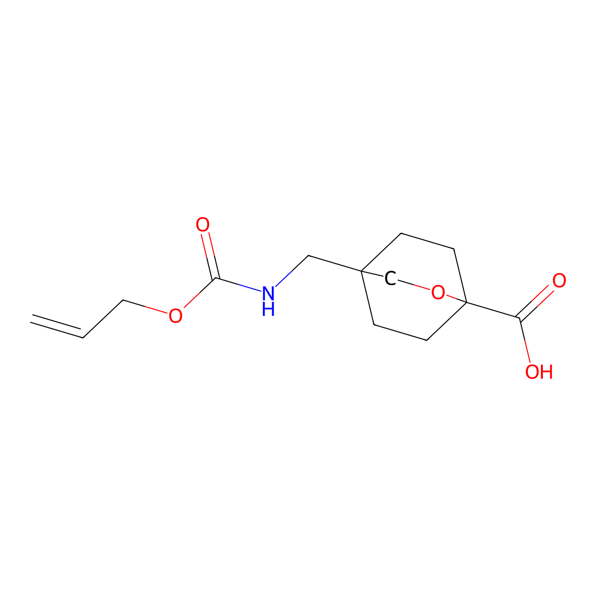 4-({[(Prop-2-en-1-yloxy)carbonyl]amino}methyl)-2-oxabicyclo[2.2.2]octane-1-carboxylic acid molecular structure, CAS 2920158-61-6
