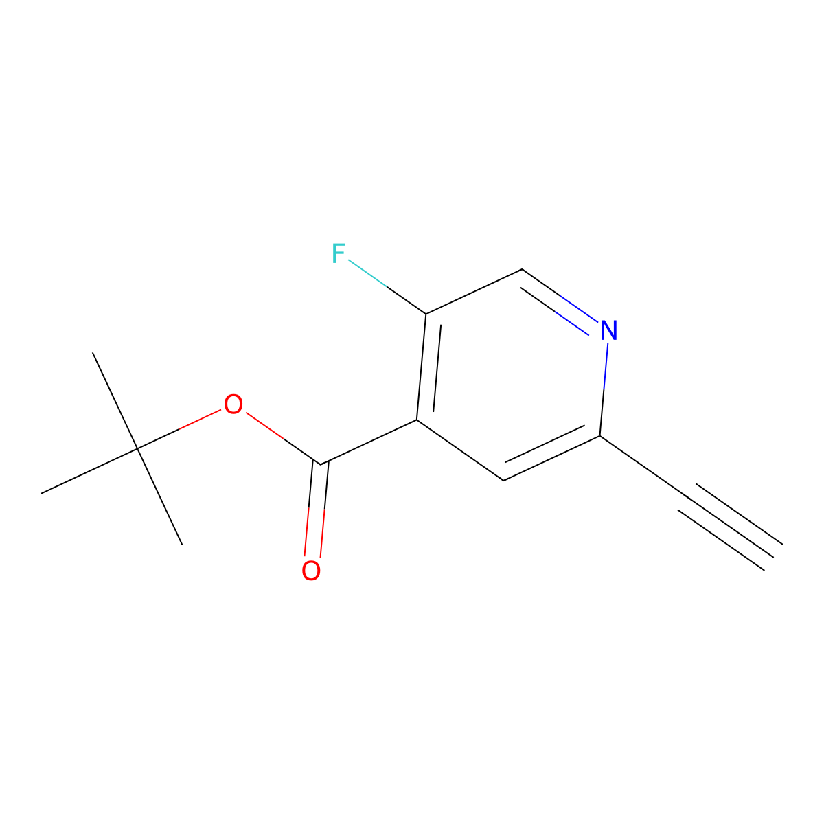 Tert-butyl 2-ethynyl-5-fluoropyridine-4-carboxylate molecular structure, CAS 2920159-08-4