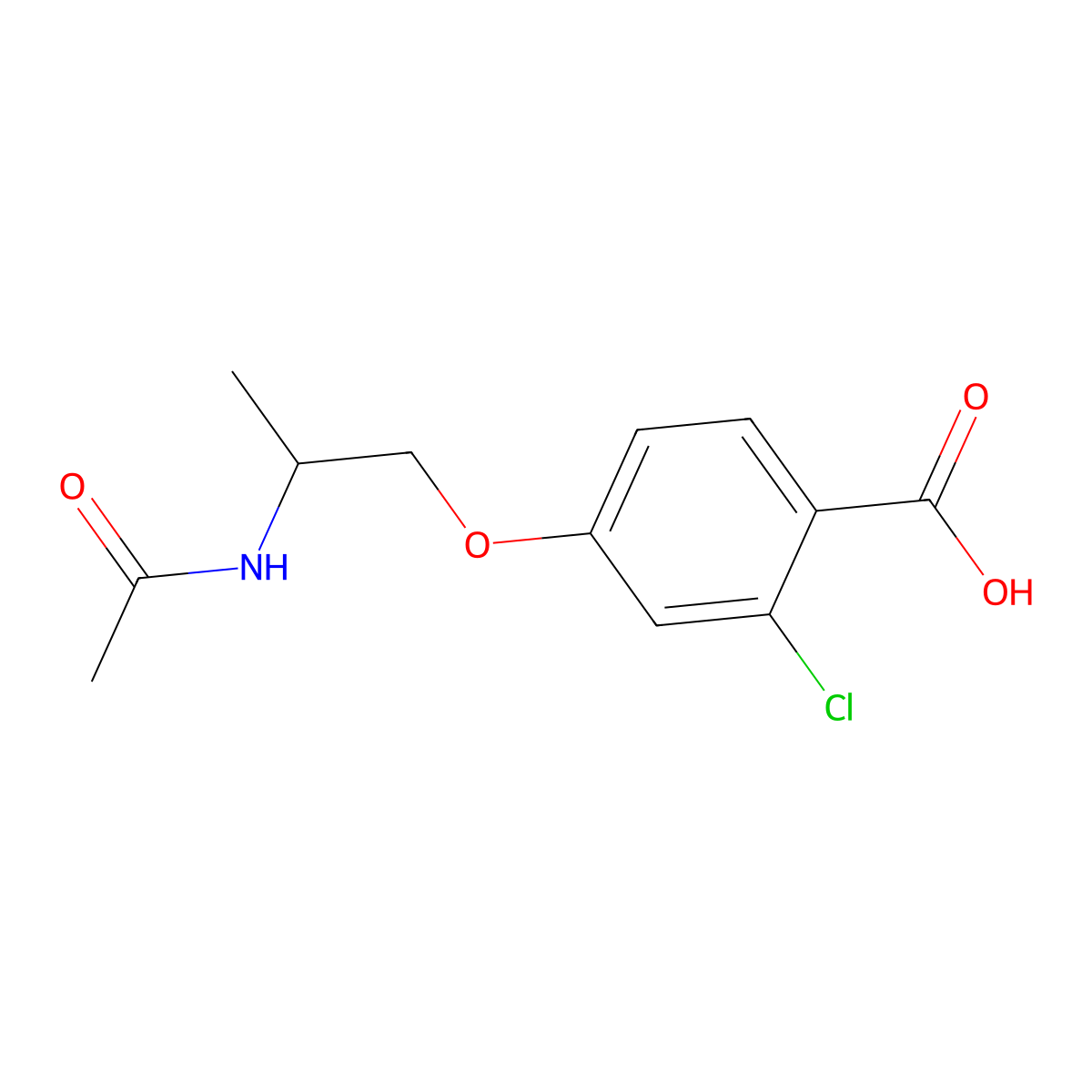 2-Chloro-4-(2-acetamidopropoxy)benzoic acid molecular structure, CAS 2920159-11-9