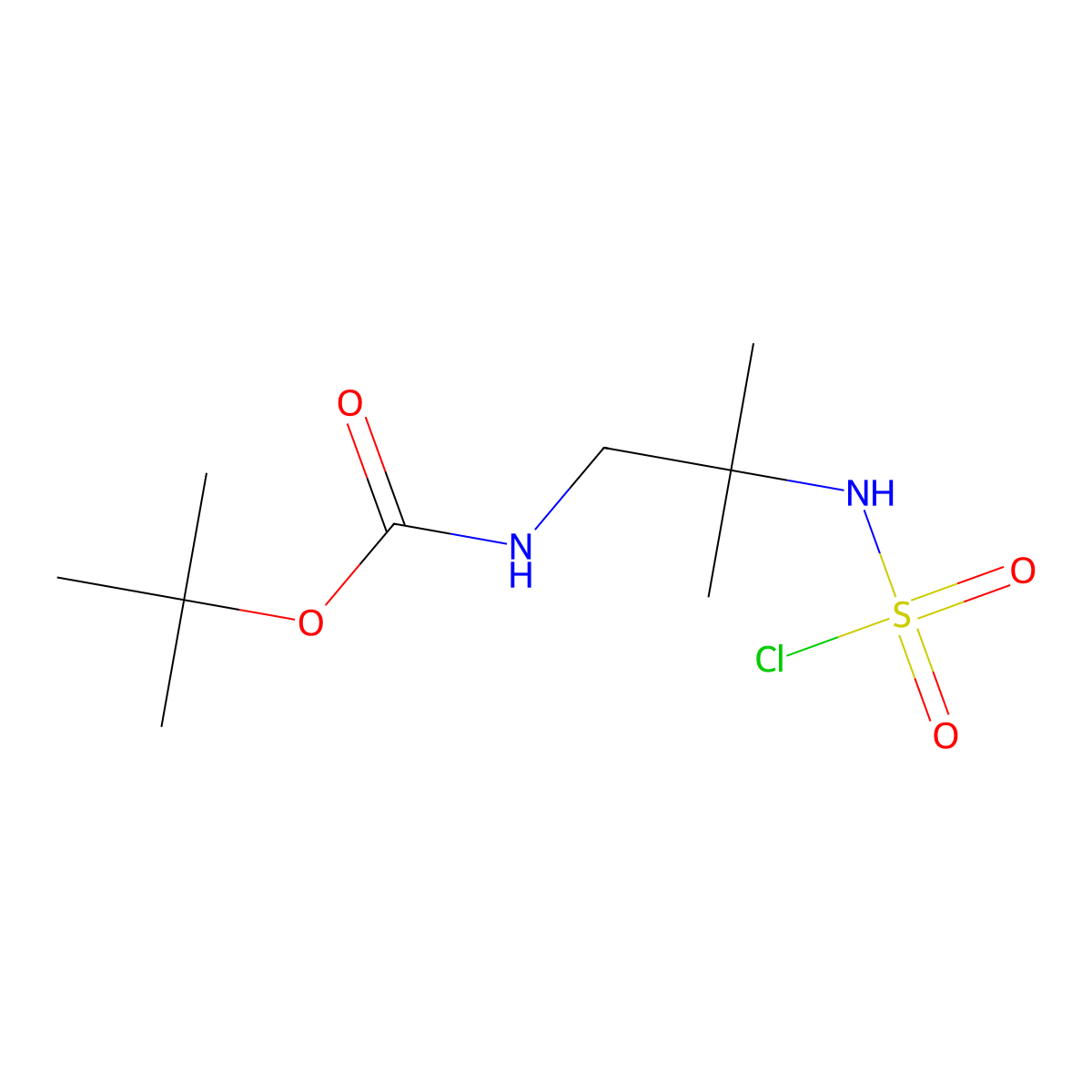 tert-butyl N-{2-[(chlorosulfonyl)amino]-2-methylpropyl}carbamate molecular structure, CAS 2920159-32-4