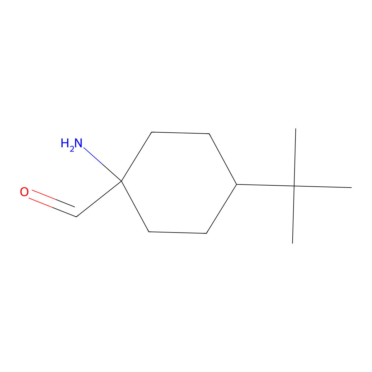 1-Amino-4-tert-butylcyclohexane-1-carbaldehyde molecular structure, CAS 2920159-69-7