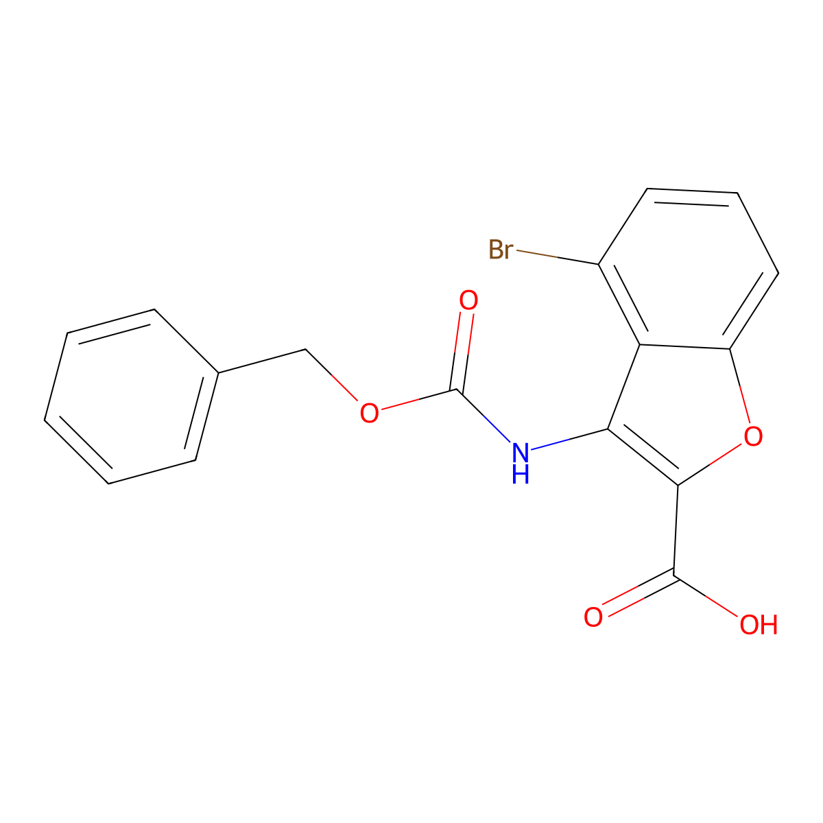 3-{[(Benzyloxy)carbonyl]amino}-4-bromo-1-benzofuran-2-carboxylic acid molecular structure, CAS 2920159-77-7
