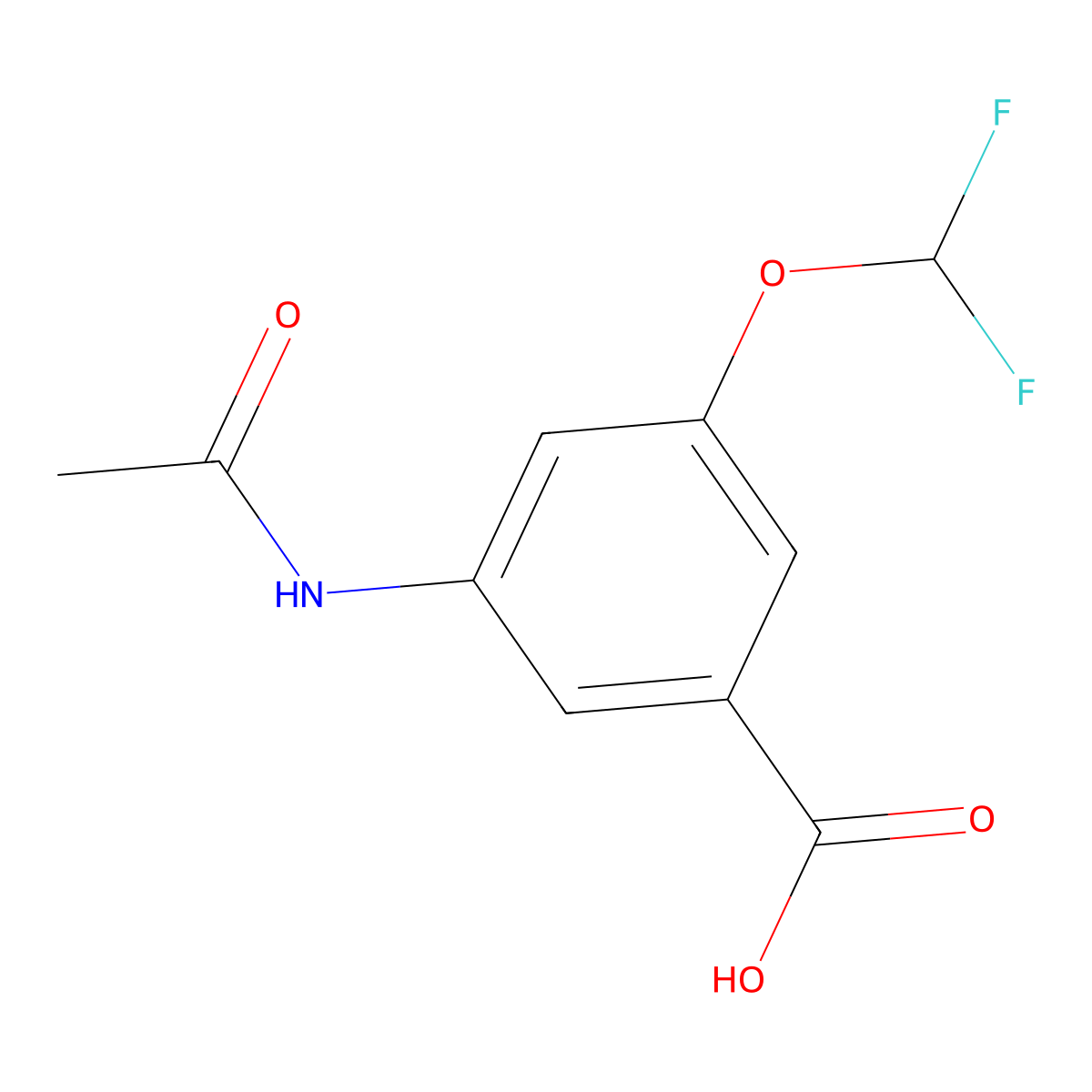 3-(Difluoromethoxy)-5-acetamidobenzoic acid molecular structure, CAS 2920159-89-1