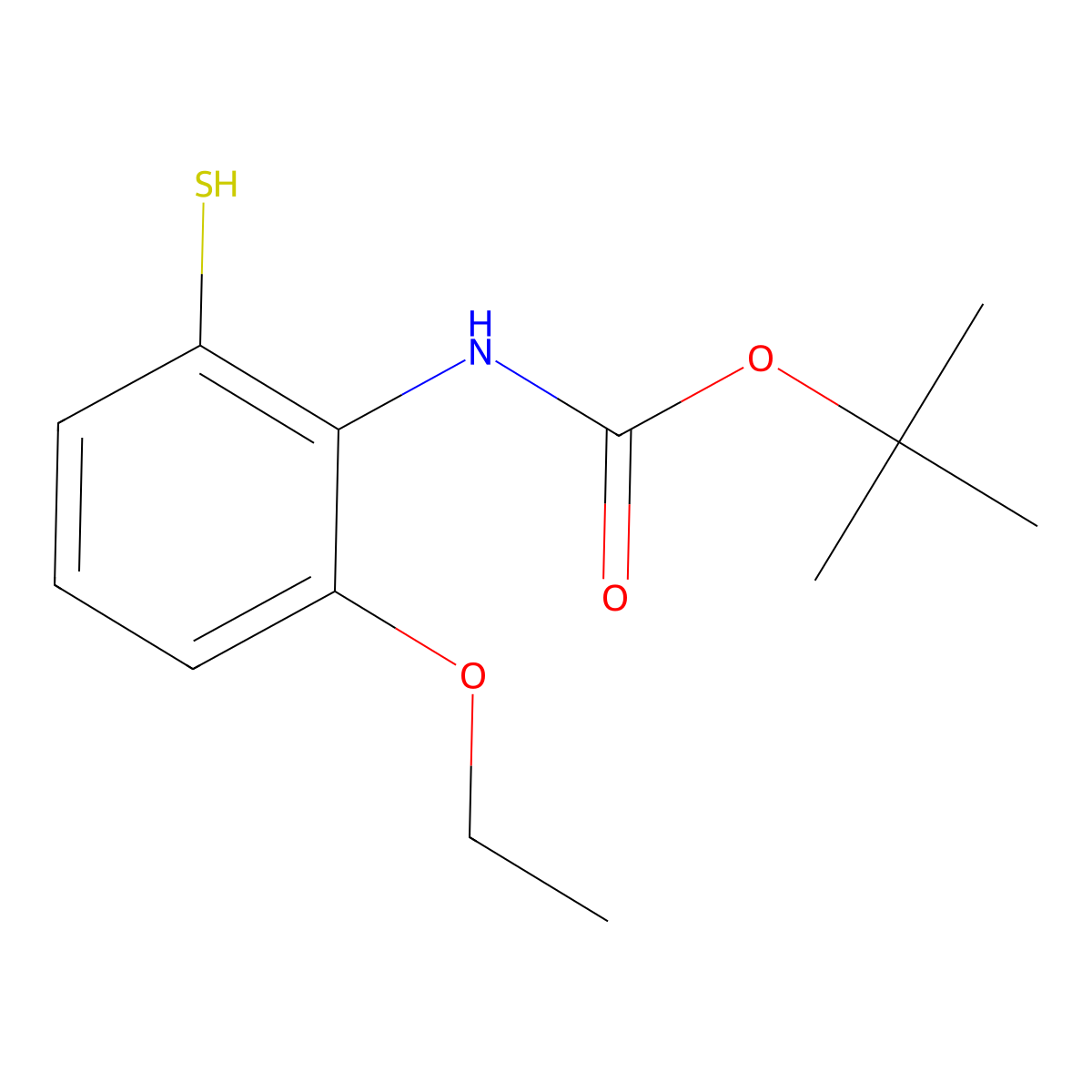 tert-butyl N-(2-ethoxy-6-sulfanylphenyl)carbamate molecular structure, CAS 2920159-99-3