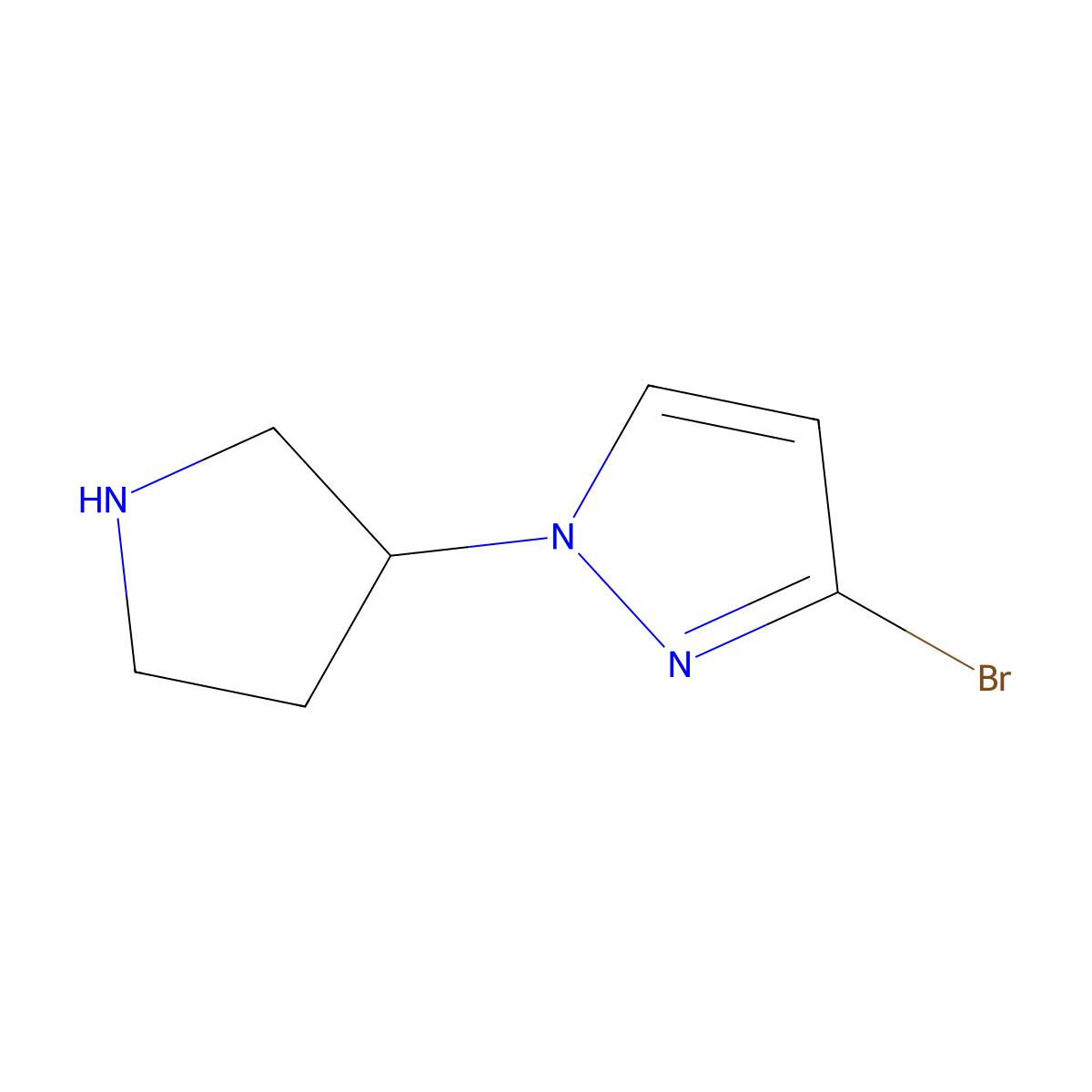 3-bromo-1-(pyrrolidin-3-yl)-1H-pyrazole molecular structure, CAS 2920160-04-7
