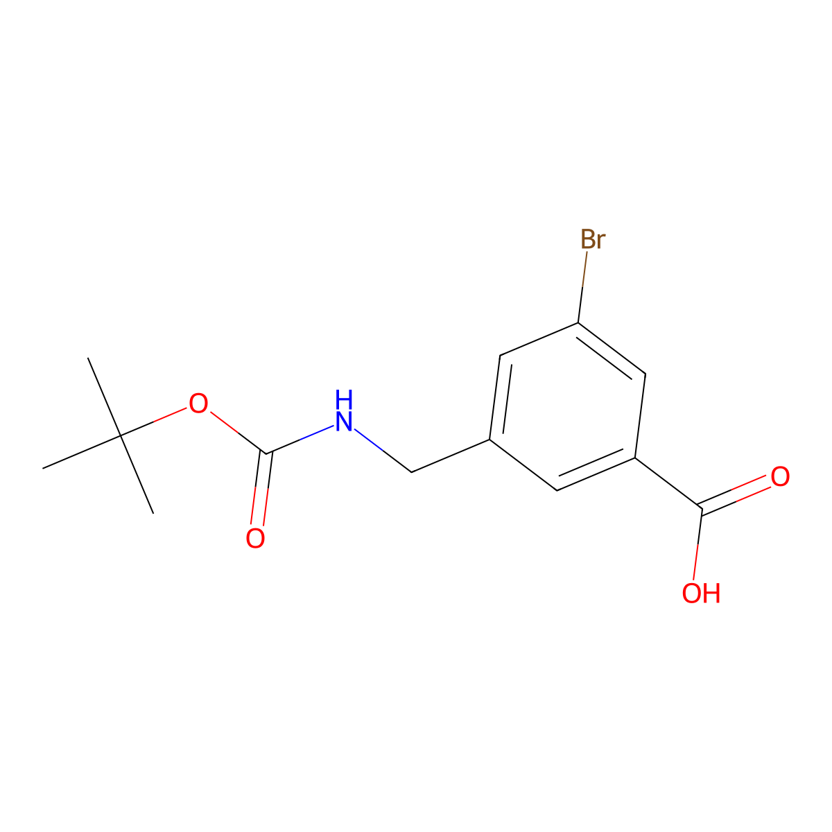3-Bromo-5-({[(tert-butoxy)carbonyl]amino}methyl)benzoic acid molecular structure, CAS 2920160-71-8