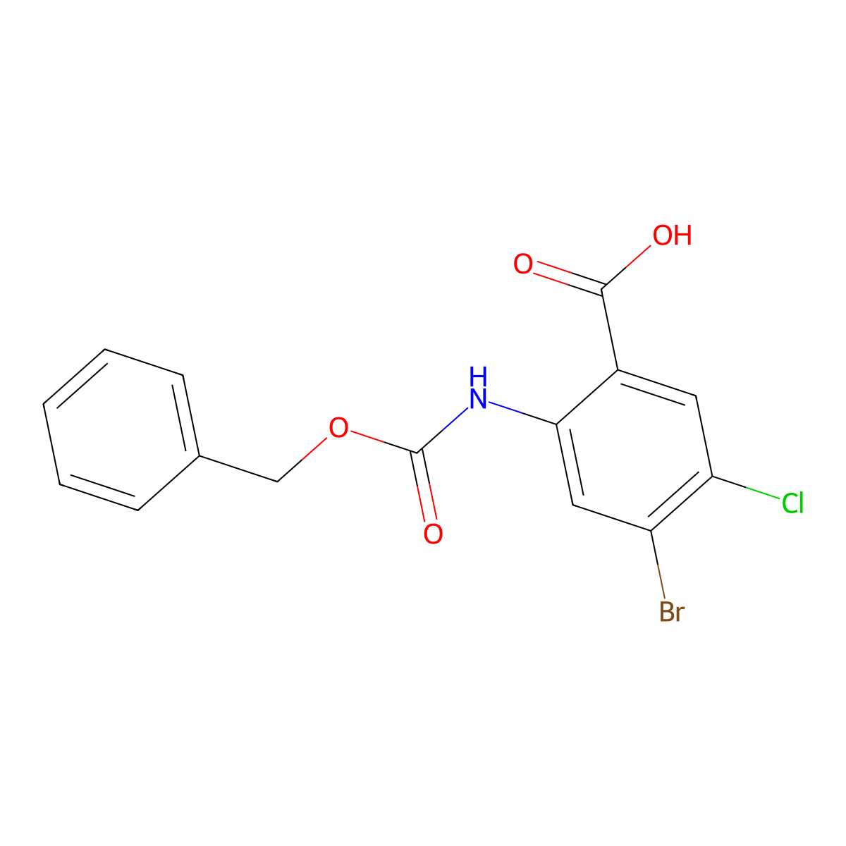2-{[(Benzyloxy)carbonyl]amino}-4-bromo-5-chlorobenzoic acid molecular structure, CAS 2920160-75-2