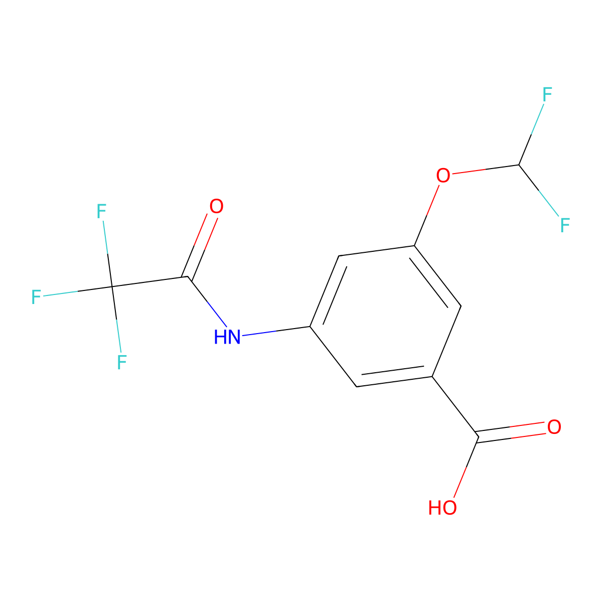3-(Difluoromethoxy)-5-(2,2,2-trifluoroacetamido)benzoic acid molecular structure, CAS 2920160-85-4