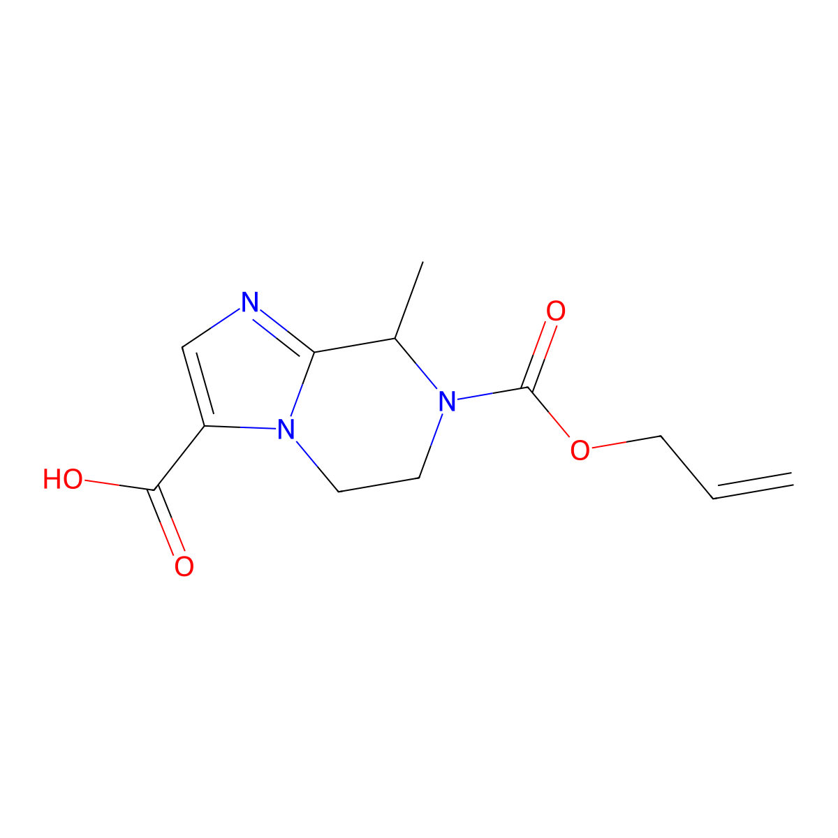 8-methyl-7-[(prop-2-en-1-yloxy)carbonyl]-5H,6H,7H,8H-imidazo[1,2-a]pyrazine-3-carboxylic acid molecular structure, CAS 2920160-95-6