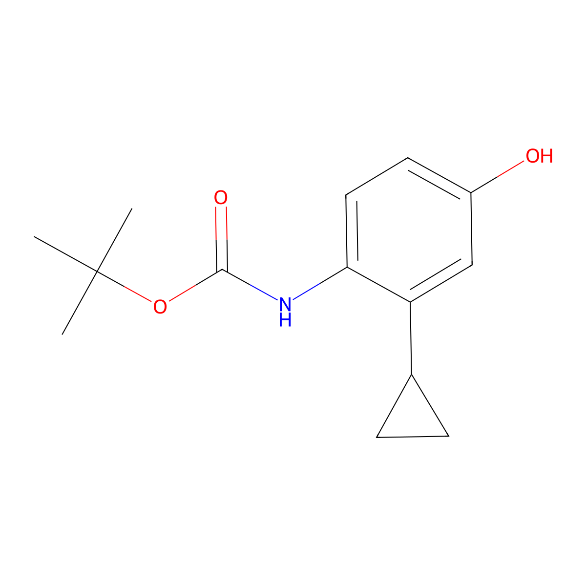 tert-butyl N-(2-cyclopropyl-4-hydroxyphenyl)carbamate molecular structure, CAS 2920161-21-1