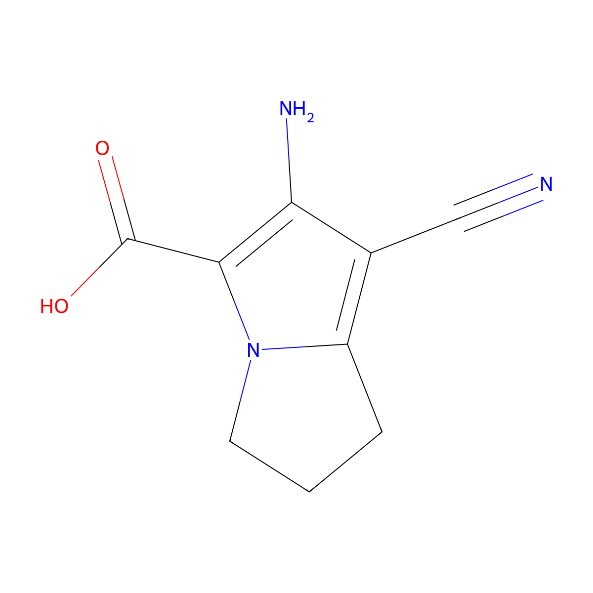 6-amino-7-cyano-2,3-dihydro-1H-pyrrolizine-5-carboxylic acid molecular structure, CAS 2920161-27-7