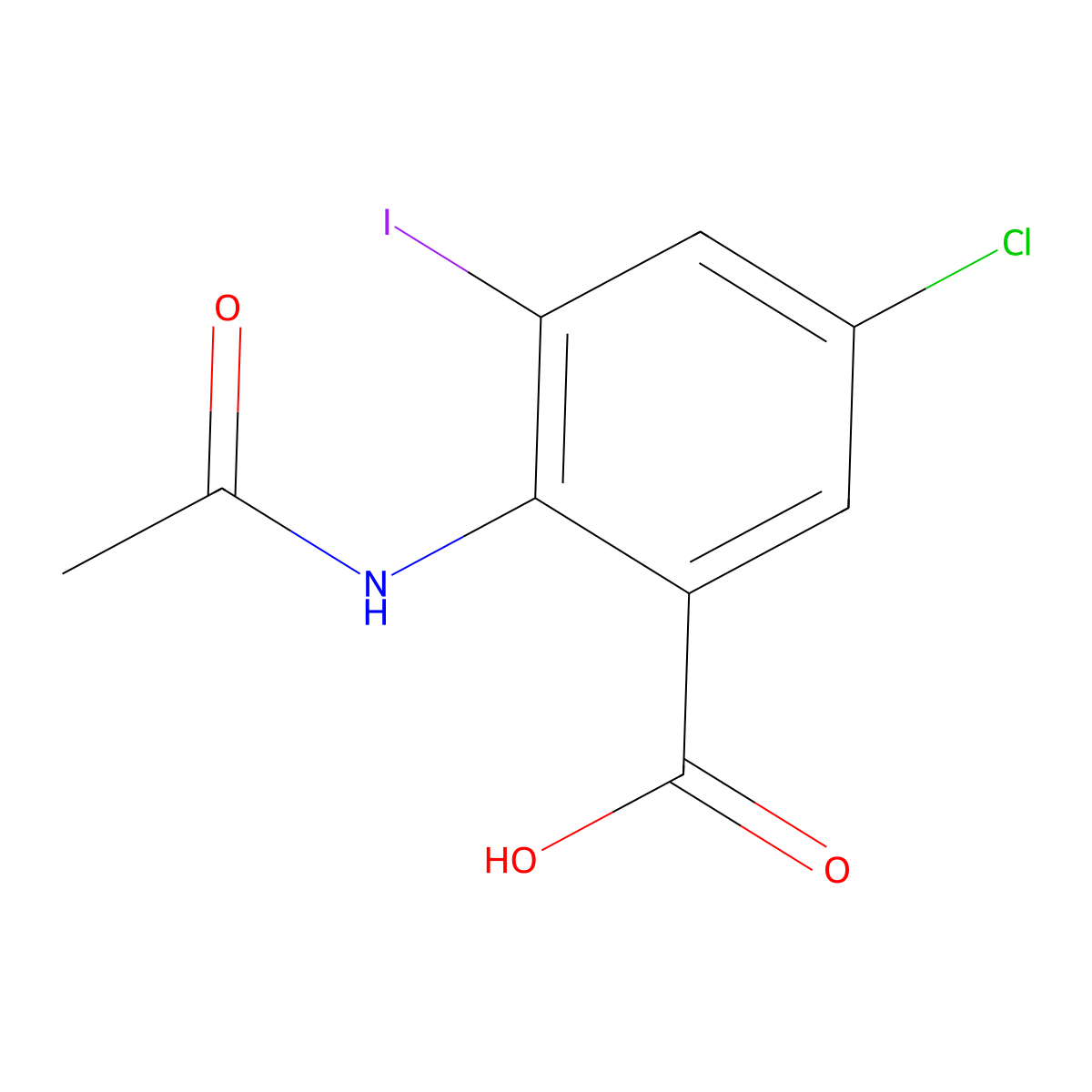5-Chloro-2-acetamido-3-iodobenzoic acid molecular structure, CAS 2920161-80-2