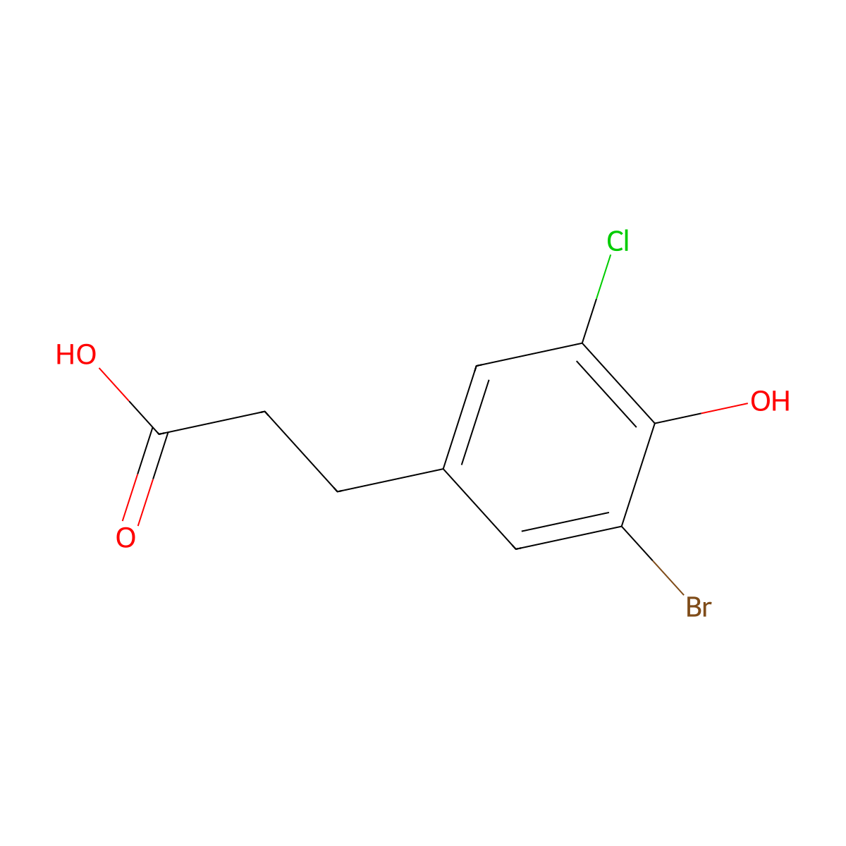 3-(3-Bromo-5-chloro-4-hydroxyphenyl)propanoic acid molecular structure, CAS 2920162-26-9