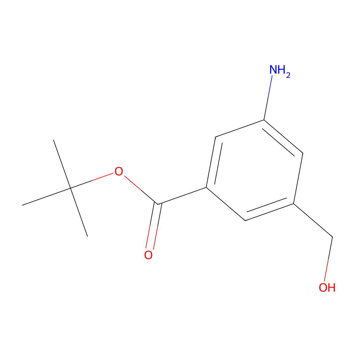 Tert-butyl 3-amino-5-(hydroxymethyl)benzoate molecular structure, CAS 2920162-35-0