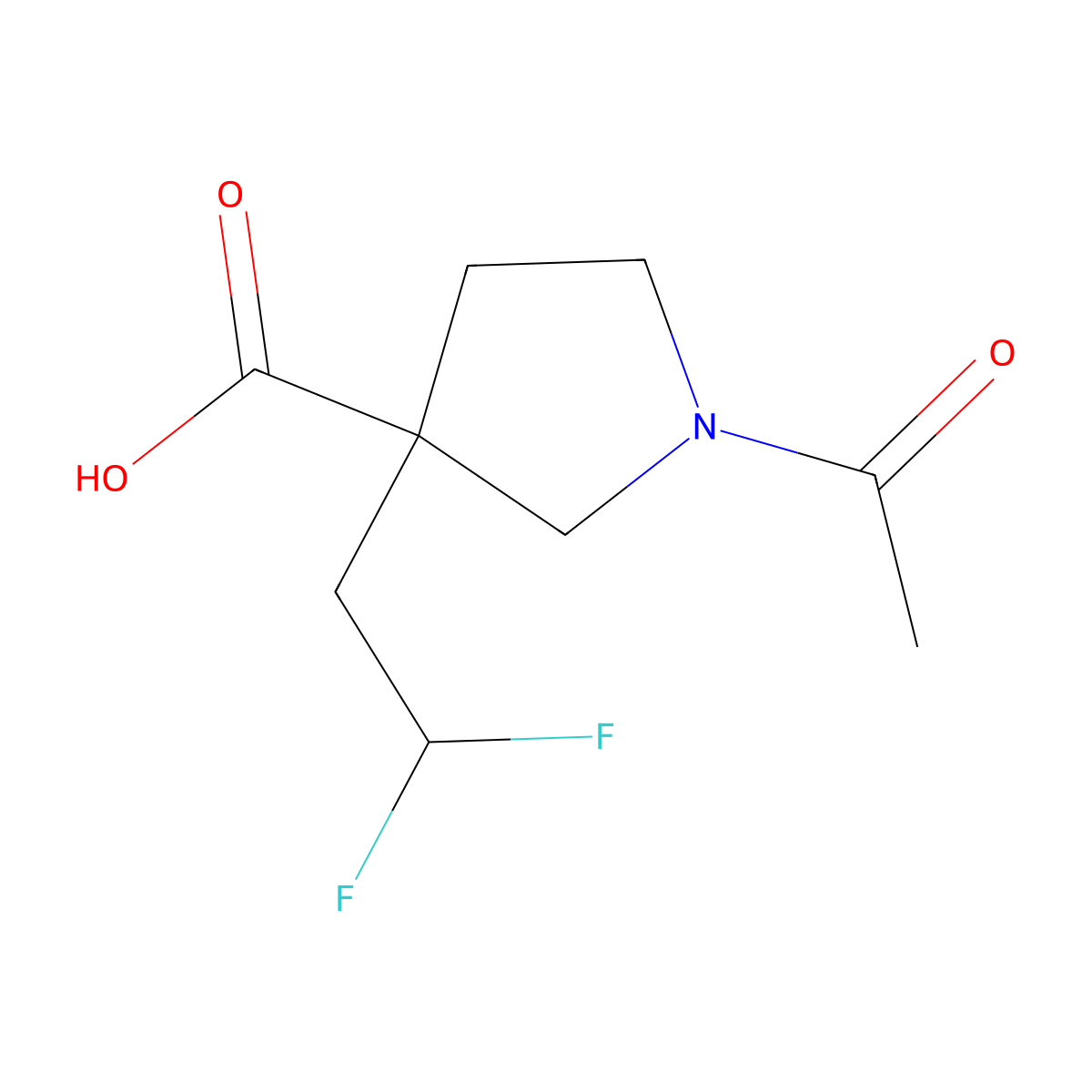 1-Acetyl-3-(2,2-difluoroethyl)pyrrolidine-3-carboxylic acid molecular structure, CAS 2920162-39-4