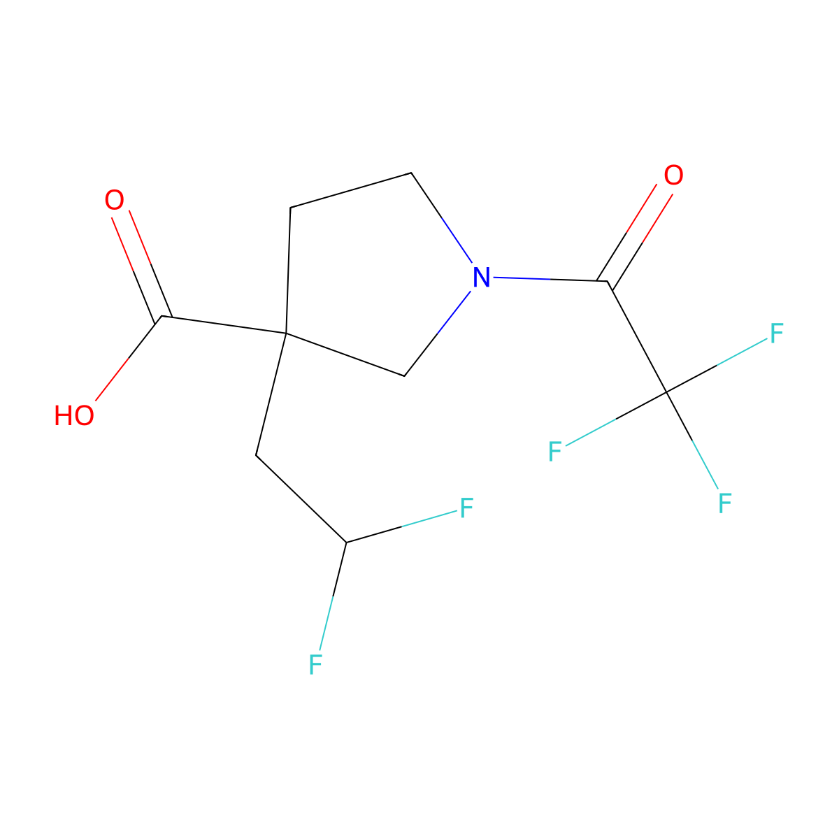 3-(2,2-Difluoroethyl)-1-(2,2,2-trifluoroacetyl)pyrrolidine-3-carboxylic acid molecular structure, CAS 2920162-69-0