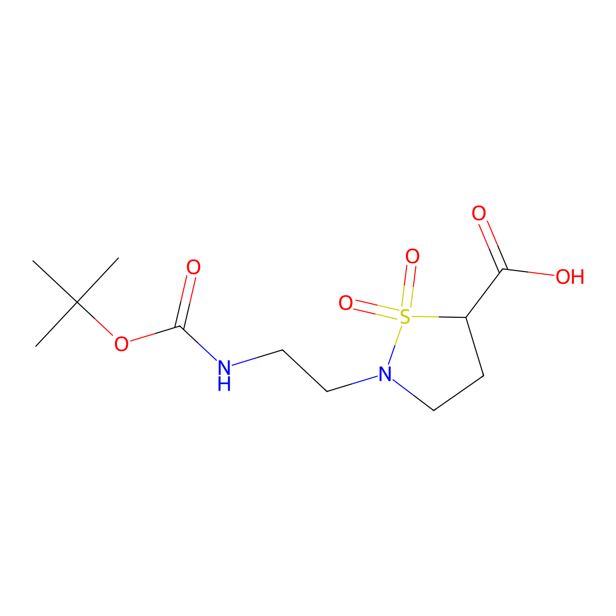 2-(2-{[(Tert-butoxy)carbonyl]amino}ethyl)-1,1-dioxo-1lambda6,2-thiazolidine-5-carboxylic acid molecular structure, CAS 2920162-85-0