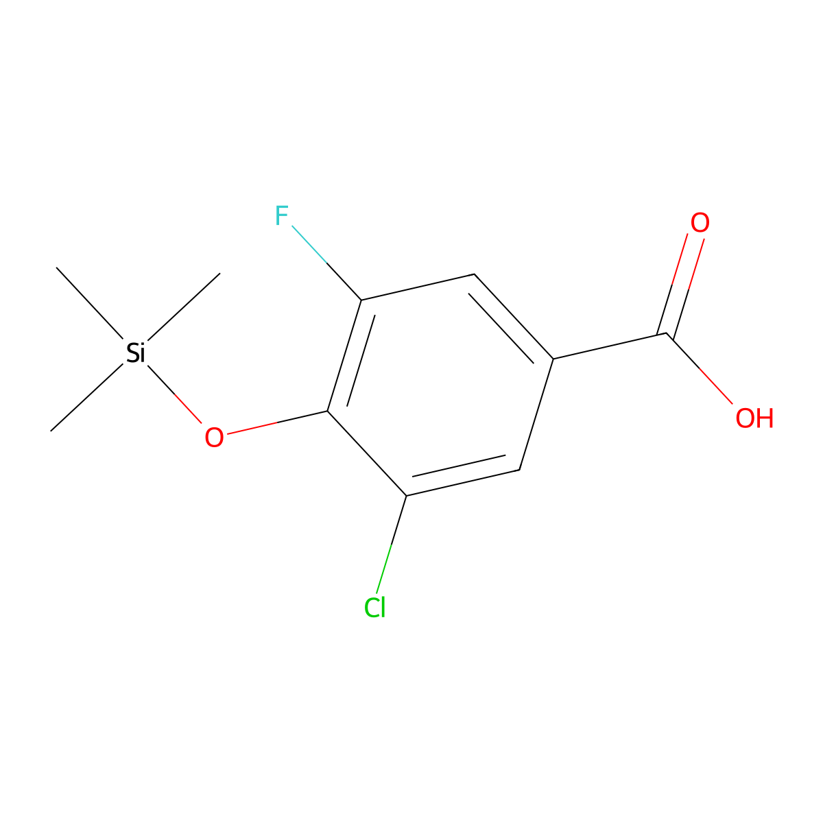 3-Chloro-5-fluoro-4-[(trimethylsilyl)oxy]benzoic acid molecular structure, CAS 2920163-05-7