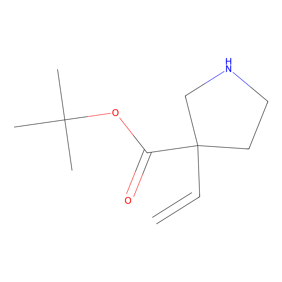 Tert-butyl 3-ethenylpyrrolidine-3-carboxylate molecular structure, CAS 2920163-23-9