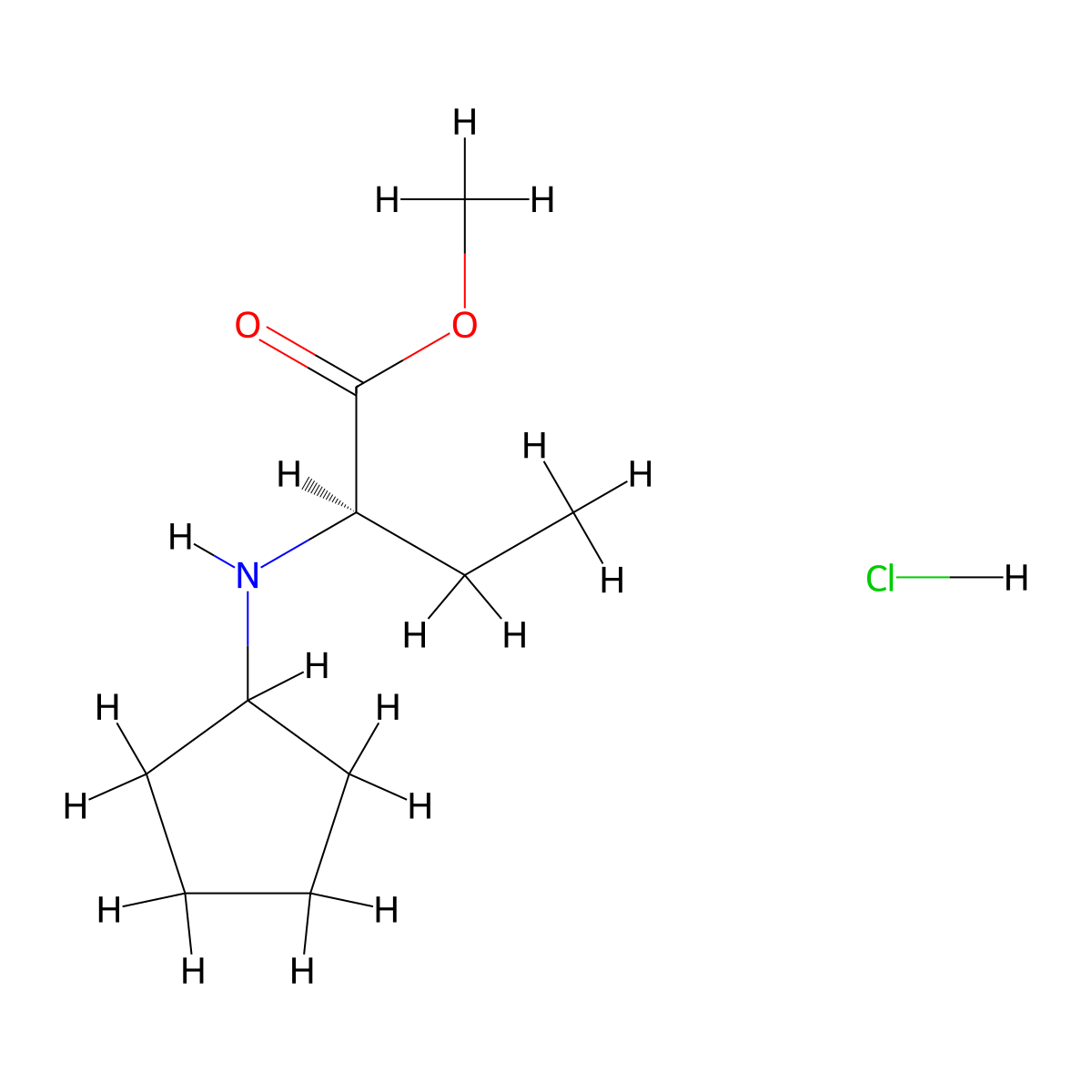 methyl (2R)-2-(cyclopentylamino)butanoate;hydrochloride molecular structure, CAS 2920178-37-4