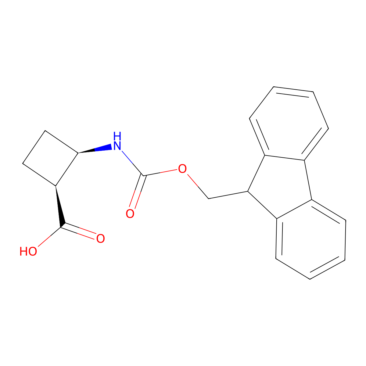 (1S,2R)-2-(9H-fluoren-9-ylmethoxycarbonylamino)cyclobutanecarboxylic acid molecular structure, CAS 2920178-52-3