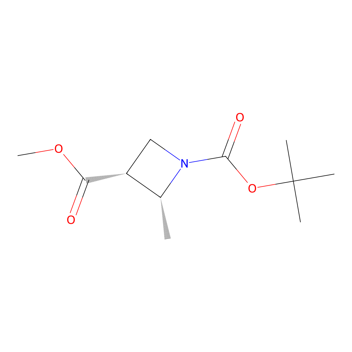 O1-tert-butyl O3-methyl cis-2-methylazetidine-1,3-dicarboxylate molecular structure, CAS 2920178-79-4