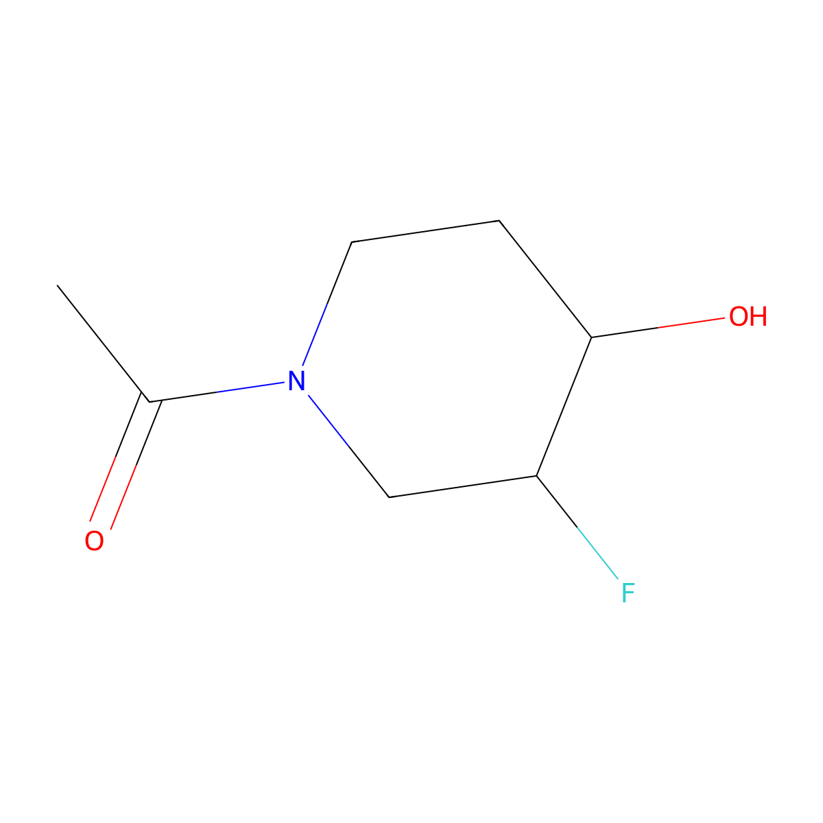 1-[(3R,4S)-3-fluoro-4-hydroxy-1-piperidyl]ethanone molecular structure, CAS 2920179-01-5