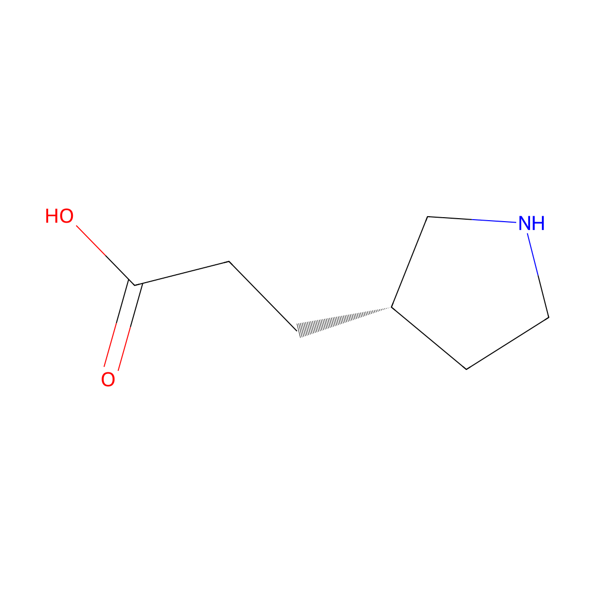3-[(3S)-pyrrolidin-3-yl]propanoic acid molecular structure, CAS 2920179-10-6