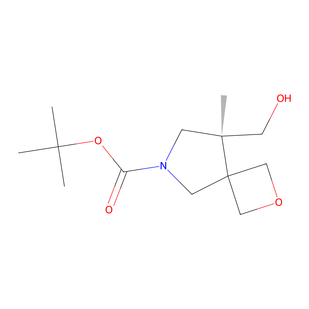 Tert-butyl (5S)-5-(hydroxymethyl)-5-methyl-2-oxa-7-azaspiro[3.4]octane-7-carboxylate molecular structure, CAS 2920198-43-0