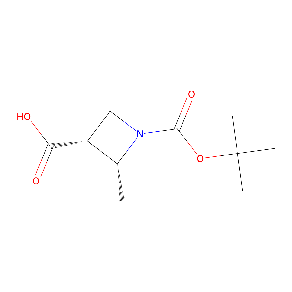 (2R,3R)-1-Tert-butoxycarbonyl-2-methyl-azetidine-3-carboxylic acid molecular structure, CAS 2920206-89-7