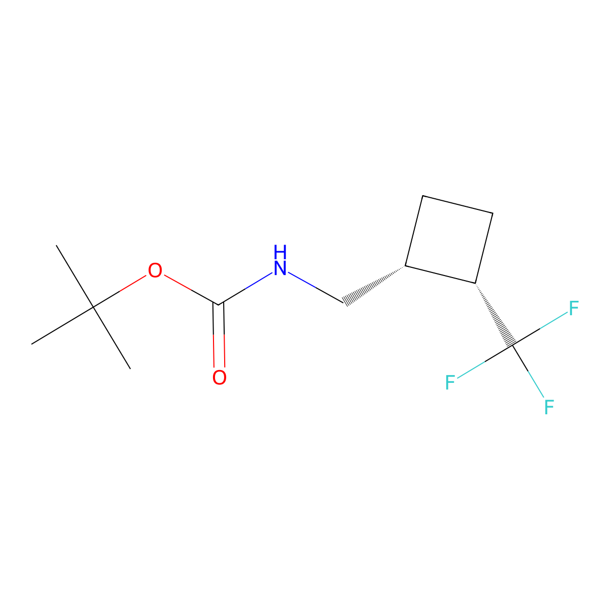 tert-butyl N-[[cis-2-(trifluoromethyl)cyclobutyl]methyl]carbamate molecular structure, CAS 2920207-77-6