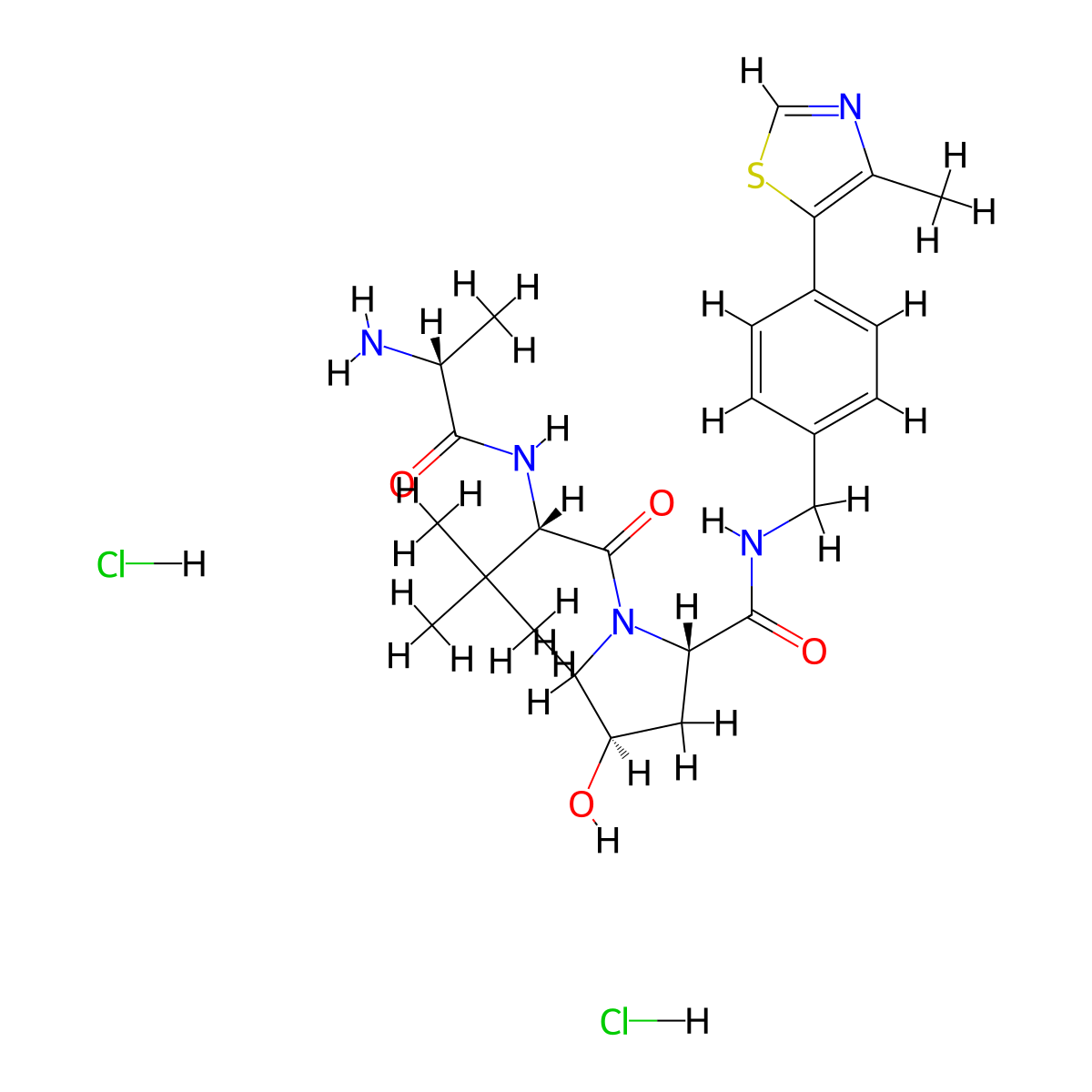 (2S,4R)-1-[(2S)-2-[(2R)-2-aminopropanamido]-3,3-dimethylbutanoyl]-4-hydroxy-N-{[4-(4-methyl-1,3-thiazol-5-yl)phenyl]methyl}pyrrolidine-2-carboxamide dihydrochloride molecular structure, CAS 2920213-78-9