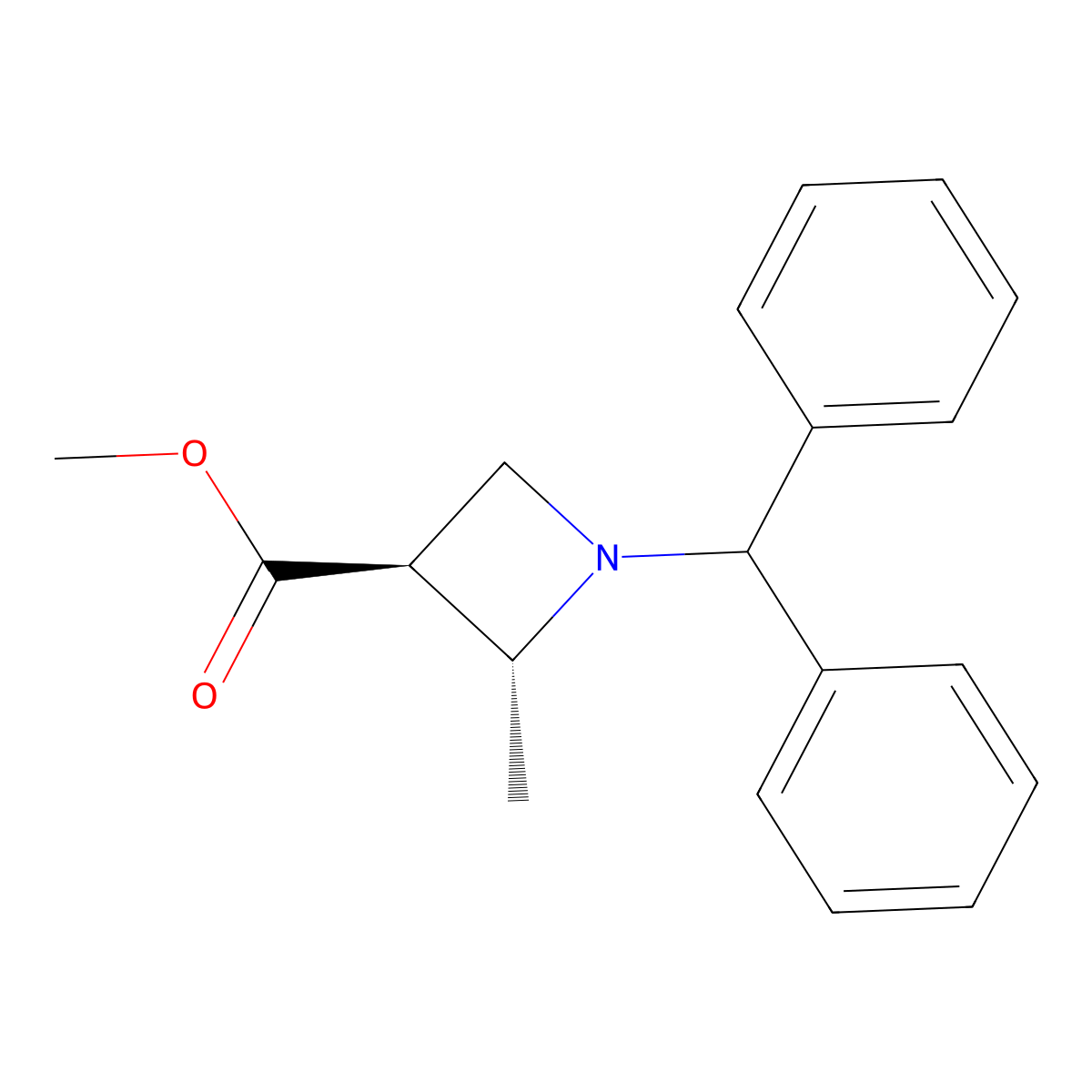 Methyl trans-1-benzhydryl-2-methyl-azetidine-3-carboxylate molecular structure, CAS 2920218-63-7