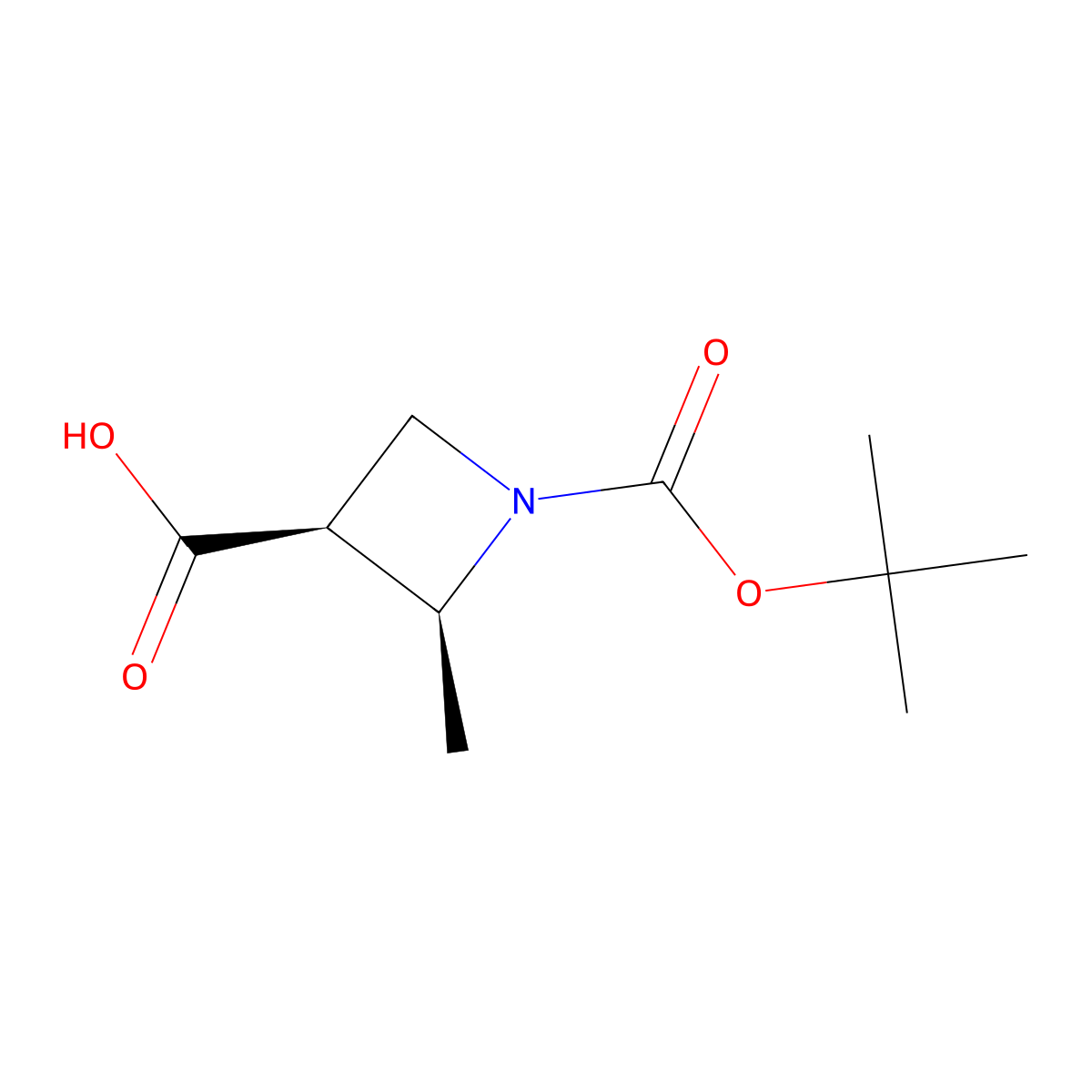 (2S,3S)-1-tert-butoxycarbonyl-2-methyl-azetidine-3-carboxylic acid molecular structure, CAS 2920218-72-8