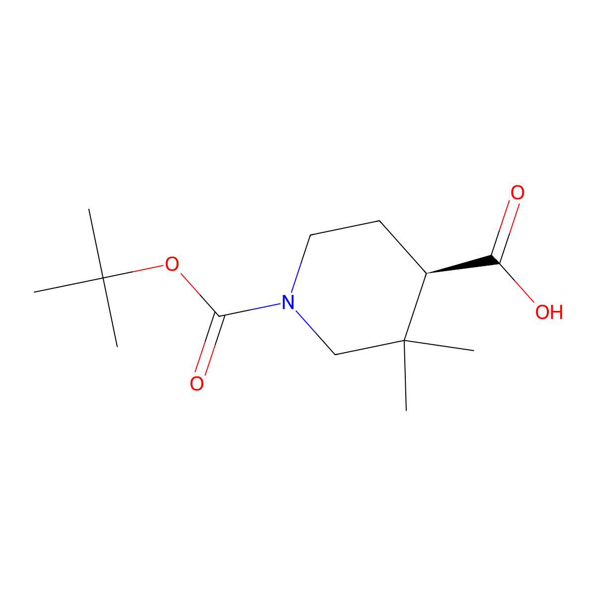 (R)-1-Boc-3,3-dimethylpiperidine-4-carboxylic Acid molecular structure, CAS 2920231-94-1