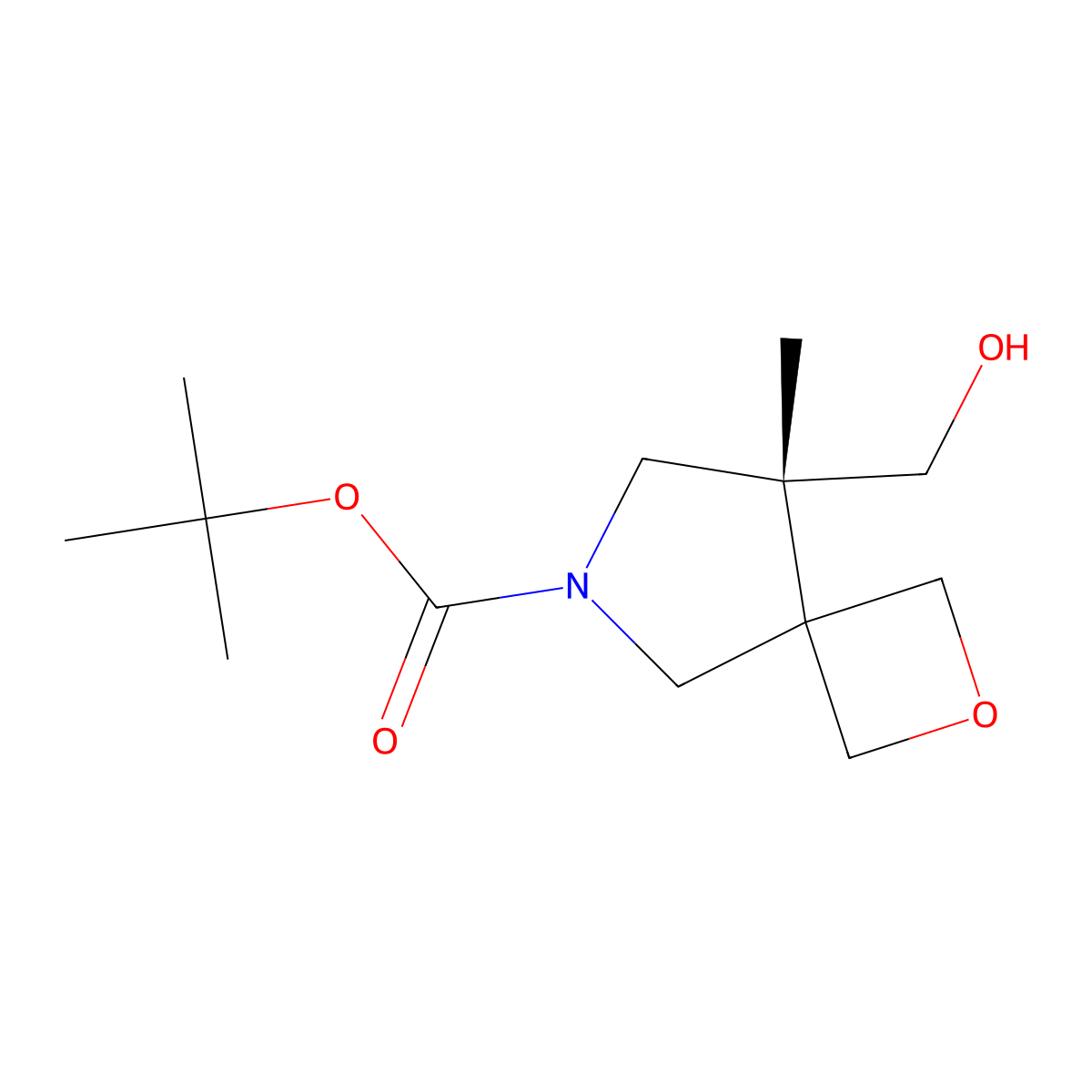 Tert-butyl (5R)-5-(hydroxymethyl)-5-methyl-2-oxa-7-azaspiro[3.4]octane-7-carboxylate molecular structure, CAS 2920232-47-7