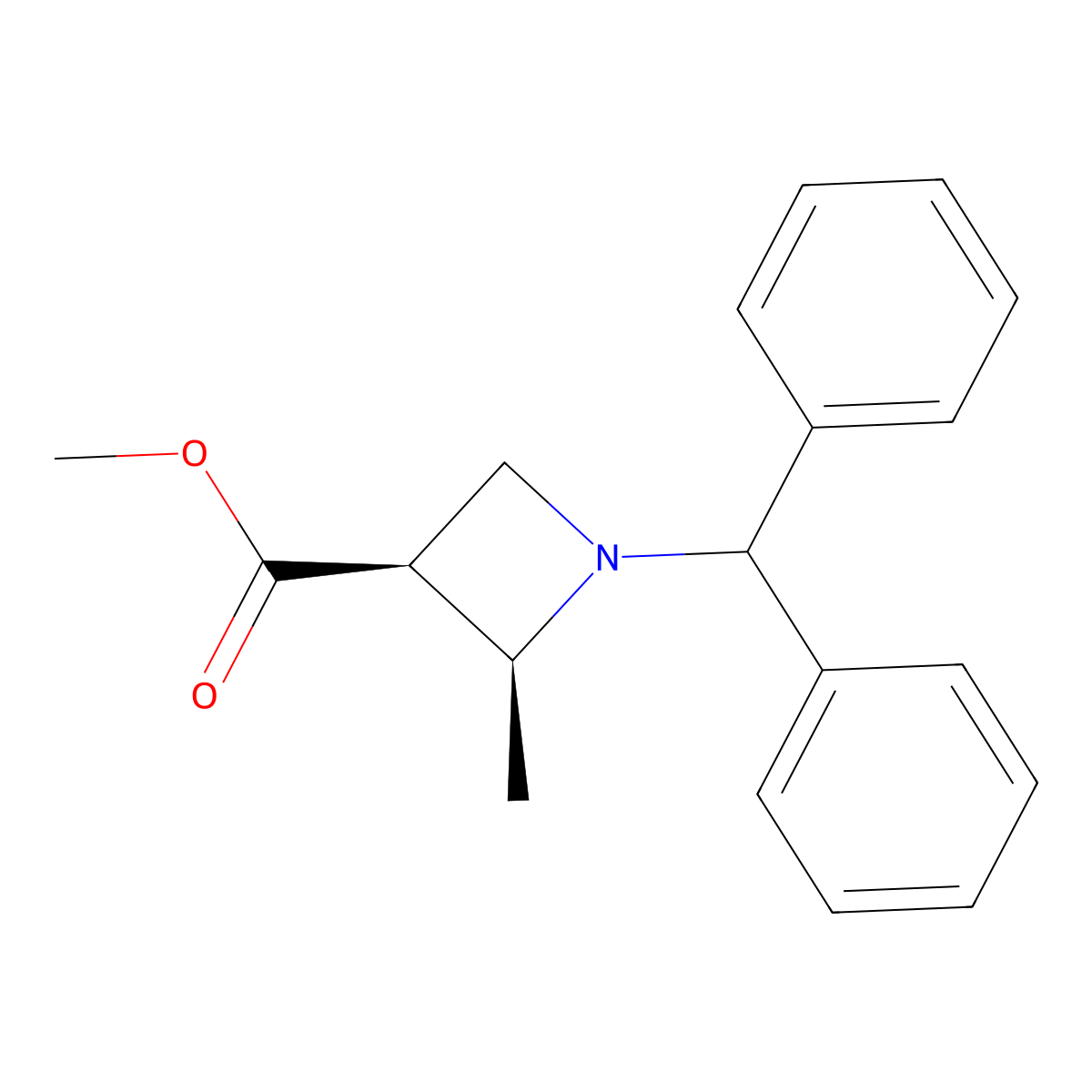Methyl cis-1-benzhydryl-2-methyl-azetidine-3-carboxylate molecular structure, CAS 2920232-99-9