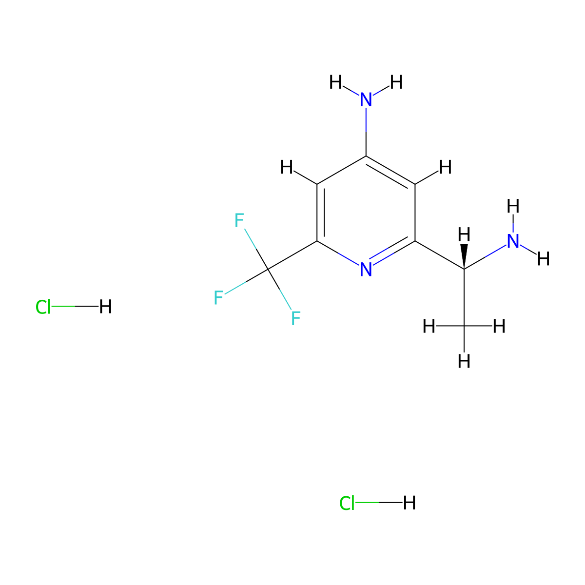 2-[(1R)-1-aminoethyl]-6-(trifluoromethyl)pyridin-4-amine;dihydrochloride molecular structure, CAS 2920233-21-0