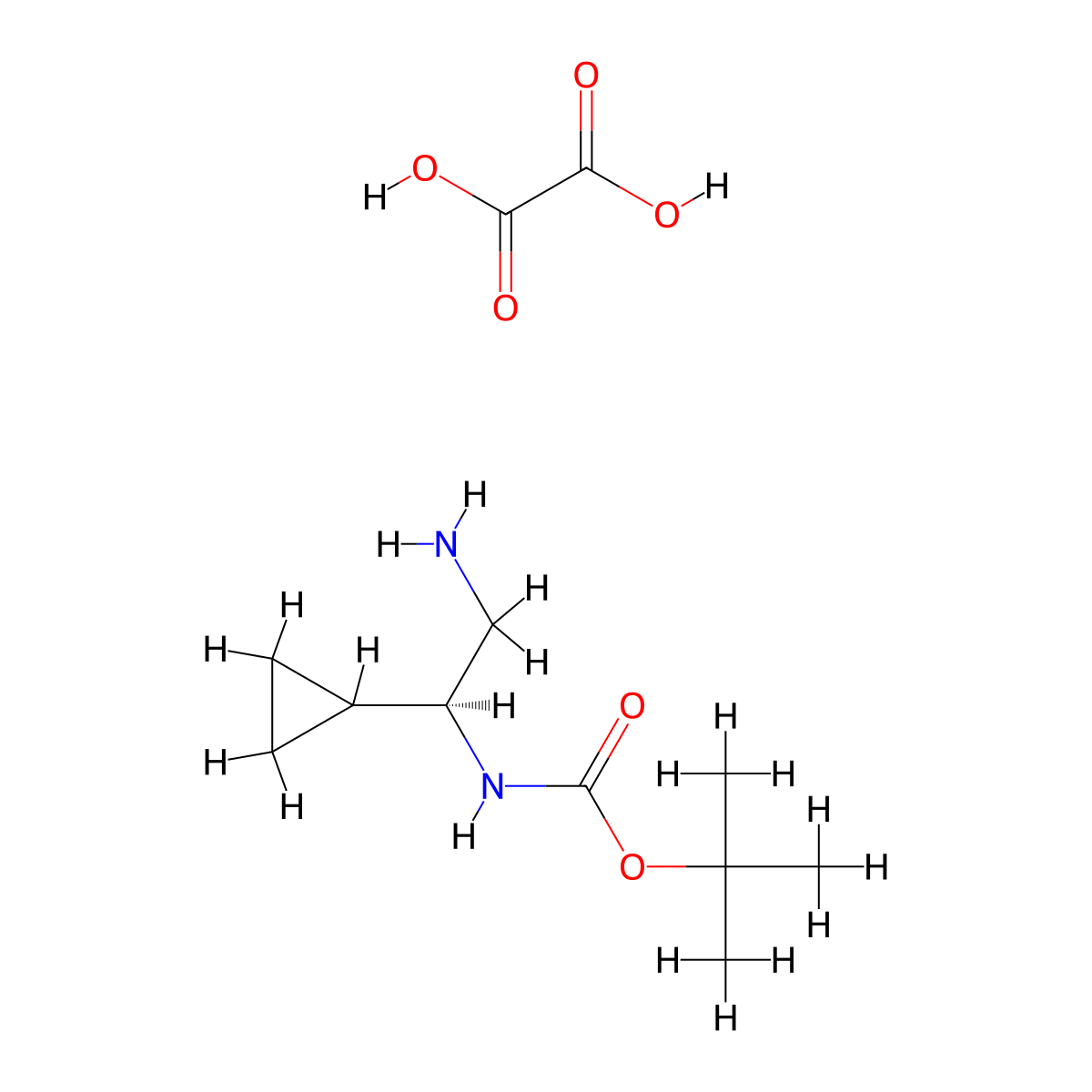 tert-butyl N-[(1S)-2-amino-1-cyclopropyl-ethyl]carbamate;oxalic acid molecular structure, CAS 2920239-08-1