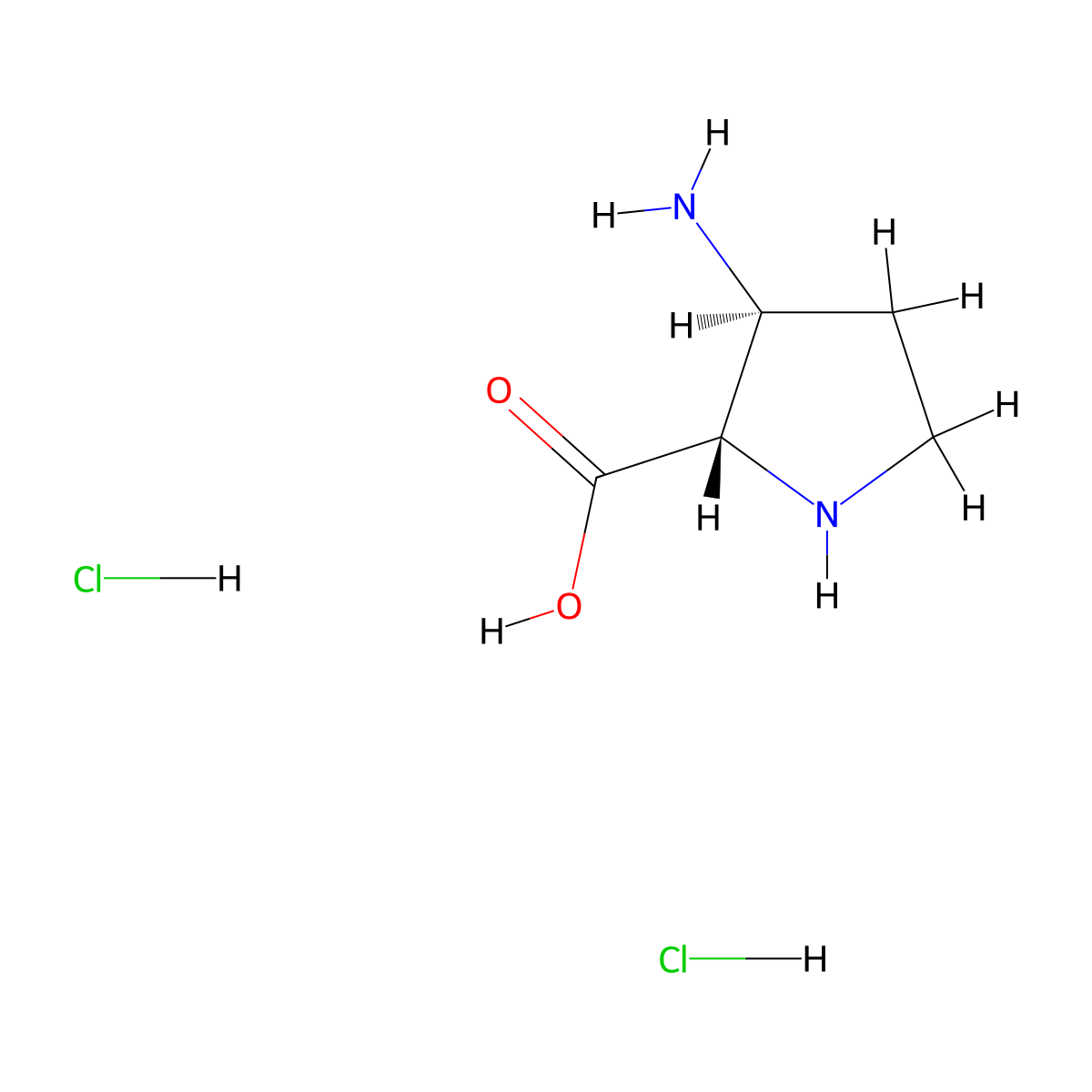 (2S,3S)-3-aminopyrrolidine-2-carboxylic acid;dihydrochloride molecular structure, CAS 2920239-45-6