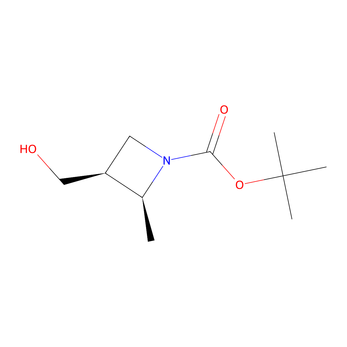 Tert-butyl (2S,3S)-3-(hydroxymethyl)-2-methyl-azetidine-1-carboxylate molecular structure, CAS 2920239-75-2